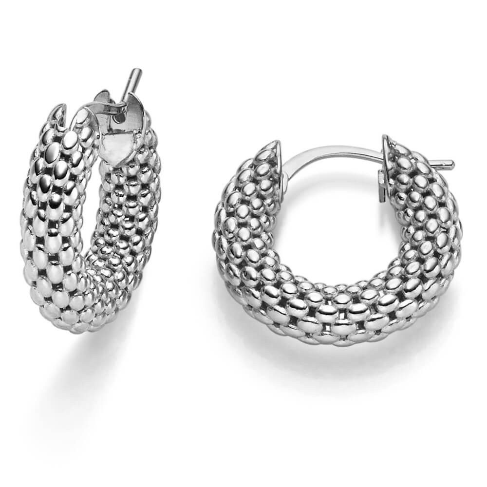 Schmuck Krone Paar Creolen Paar Creolen mit Himbeer-Muster 20x5mm 585 Weißgold, Gold 585
