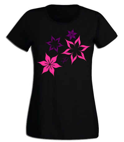 G-graphics T-Shirt Damen T-Shirt - Blumen Pink-Purple-Collection, mit trendigem Frontprint, Slim-fit, Aufdruck auf der Vorderseite, Print/Motiv, für jung & alt