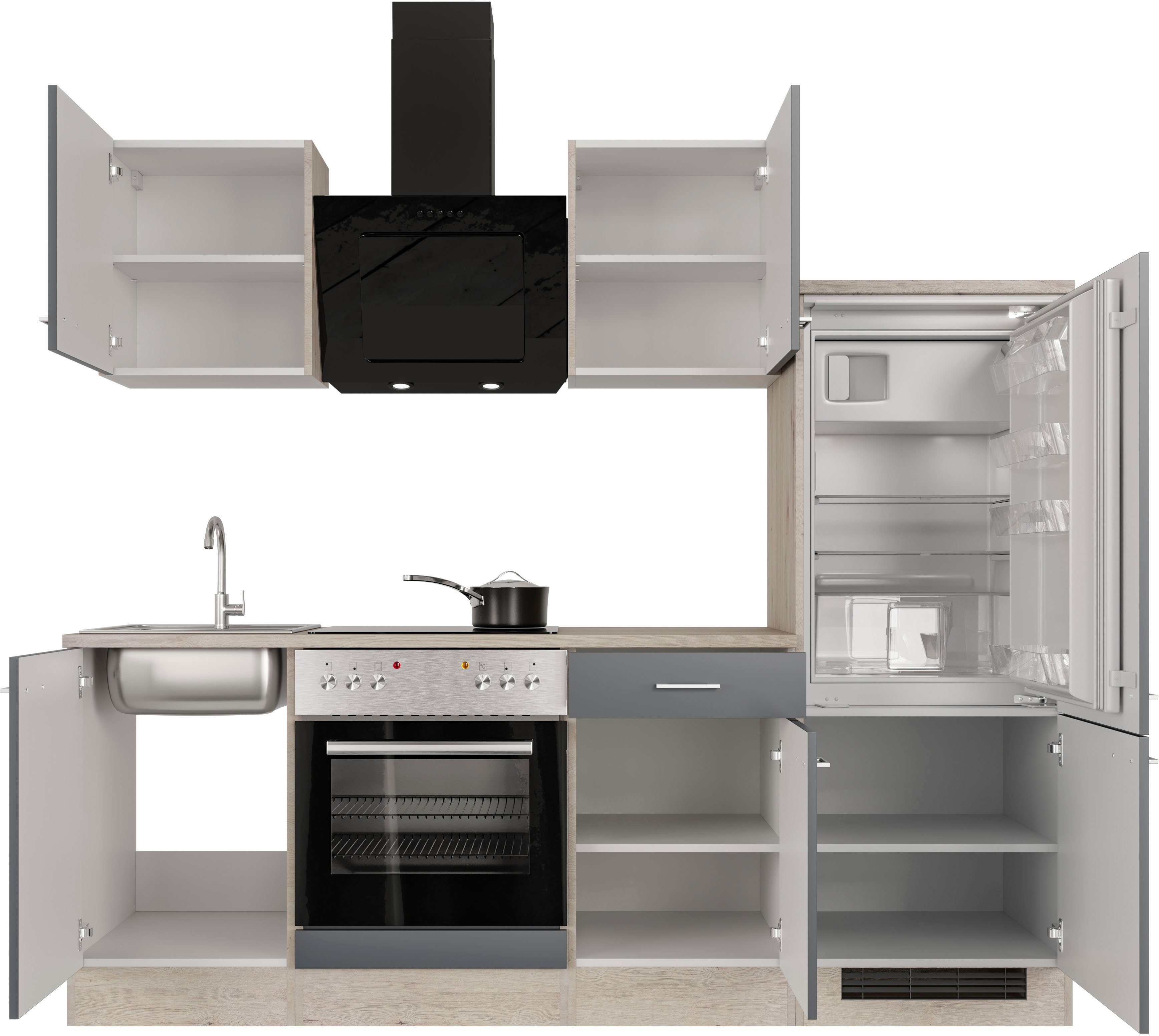 Flex-Well Küchenzeile Morena, mit E-Geräten, Breite 220 cm, in vielen Farbvarianten erhältlich