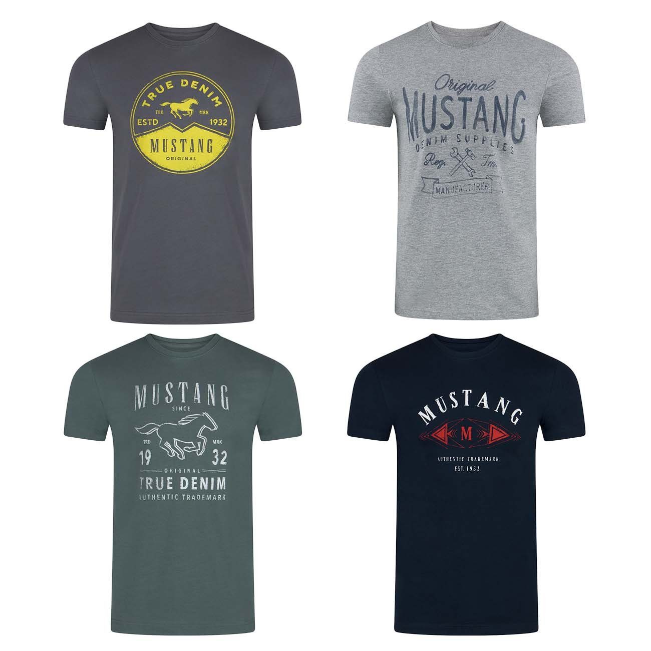MUSTANG T-Shirt Herren Printshirt 4er Pack günstig online kaufen