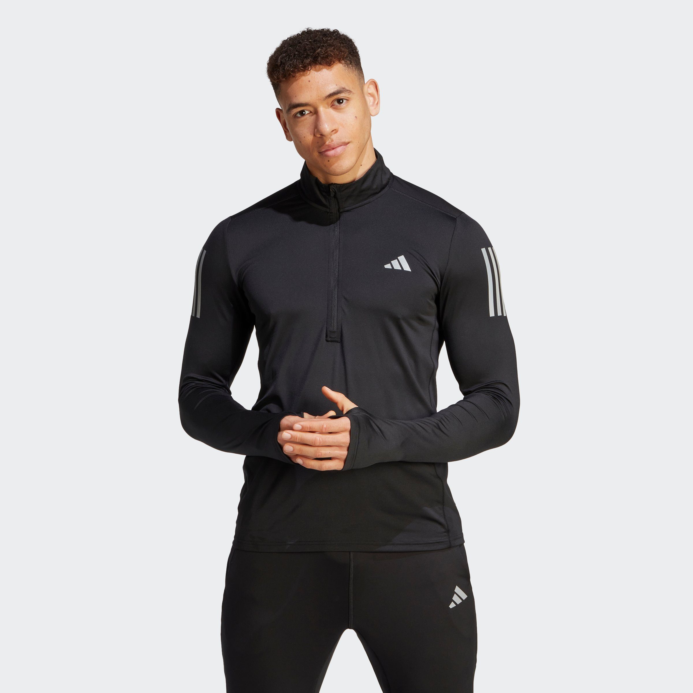 adidas Performance Rollkragenshirt OWN THE 1/4 Black RUN ZIP