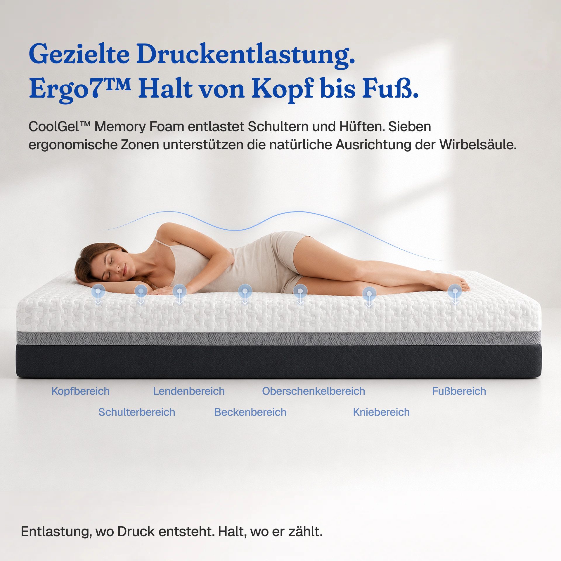 Gelschaummatratze Excellence 7 Zonen Matratze, 2 Liegeseiten, 90x200, 140x200 cm & mehr, scarnatti, 27 cm hoch, (Rollmatratze, 80x200 cm, H3/H4, Memory Foam), C – Bild 4 von 5
