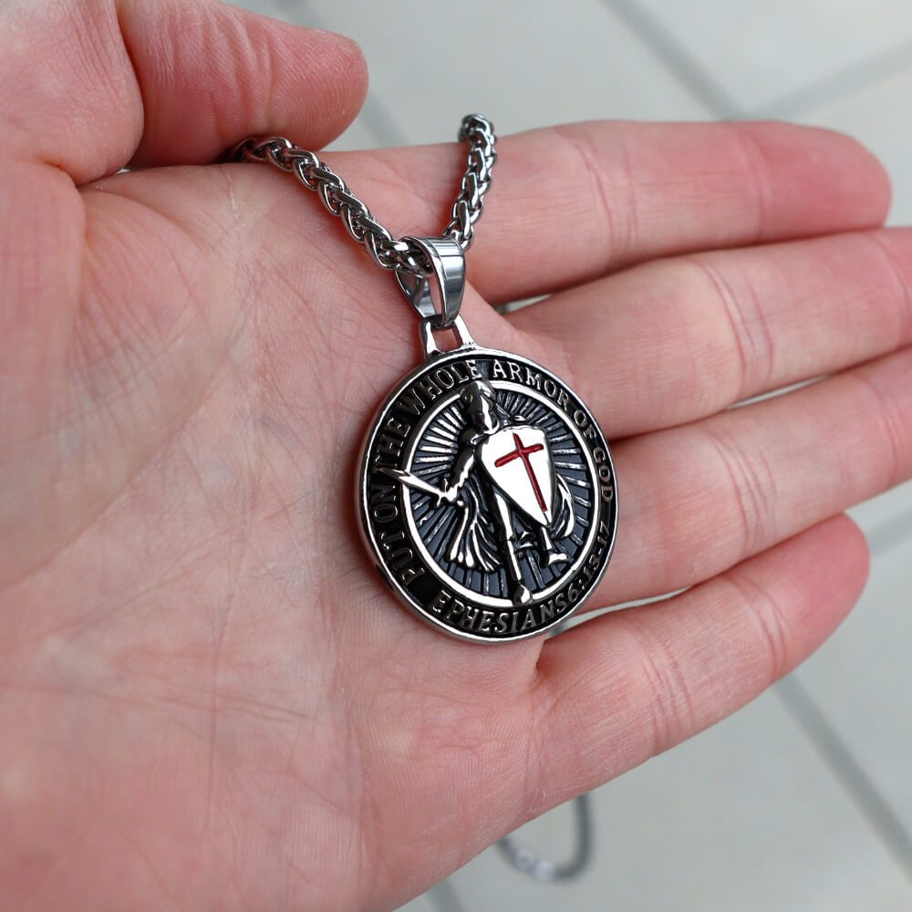 DALMARO Kette mit Anhänger Lederkette Edelstahlkette 316L KREUZRITTER AMULE günstig online kaufen
