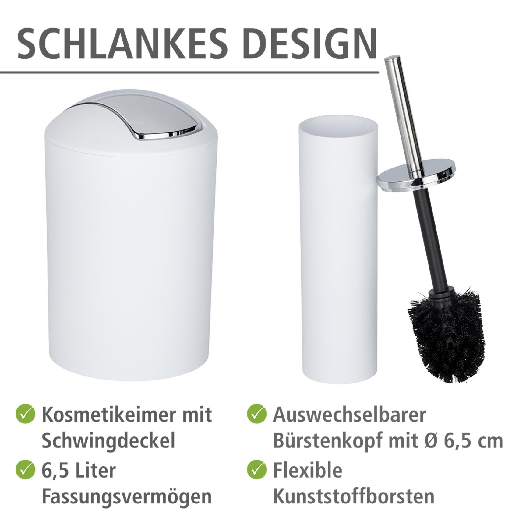 WENKO Badaccessoire-Set Calvo, Set, Seifenspender, Zahnputzbecher, WC-Garnitur & Kosmetikeimer