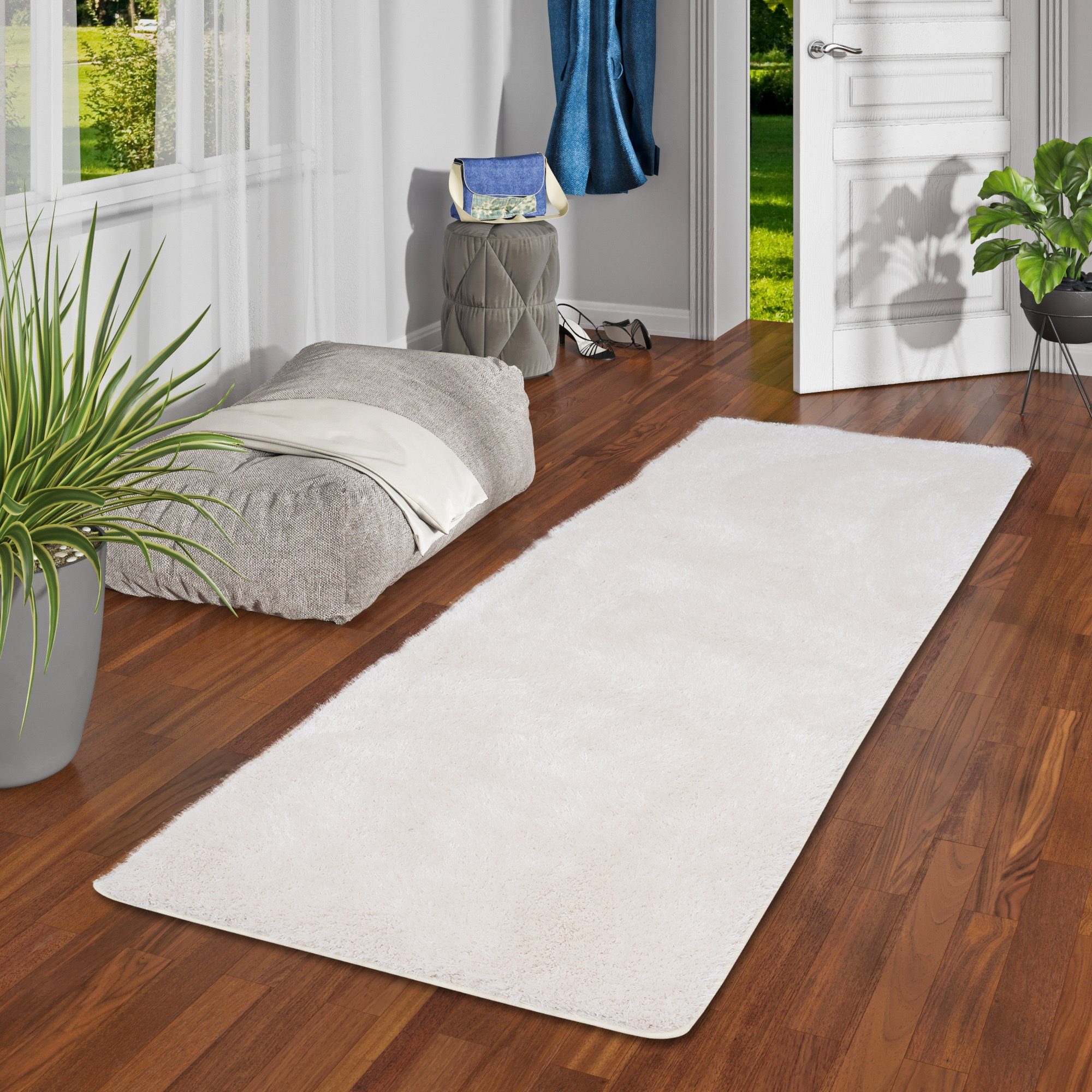 Snapstyle Hochflor-Teppich Hochflor Shaggy Teppich Feeling Mix Läufer, Rechteckig, Höhe: 48 mm