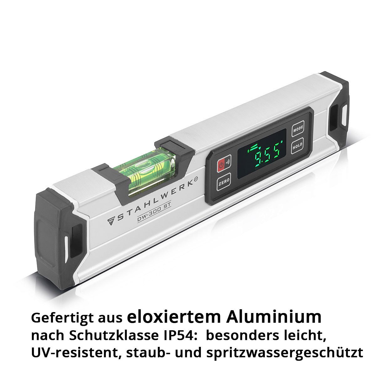 STAHLWERK Wasserwaage Digitale Wasserwaage DW-300 ST aus Aluminium, (Packung, 1 St., Einzelgerät), Digital