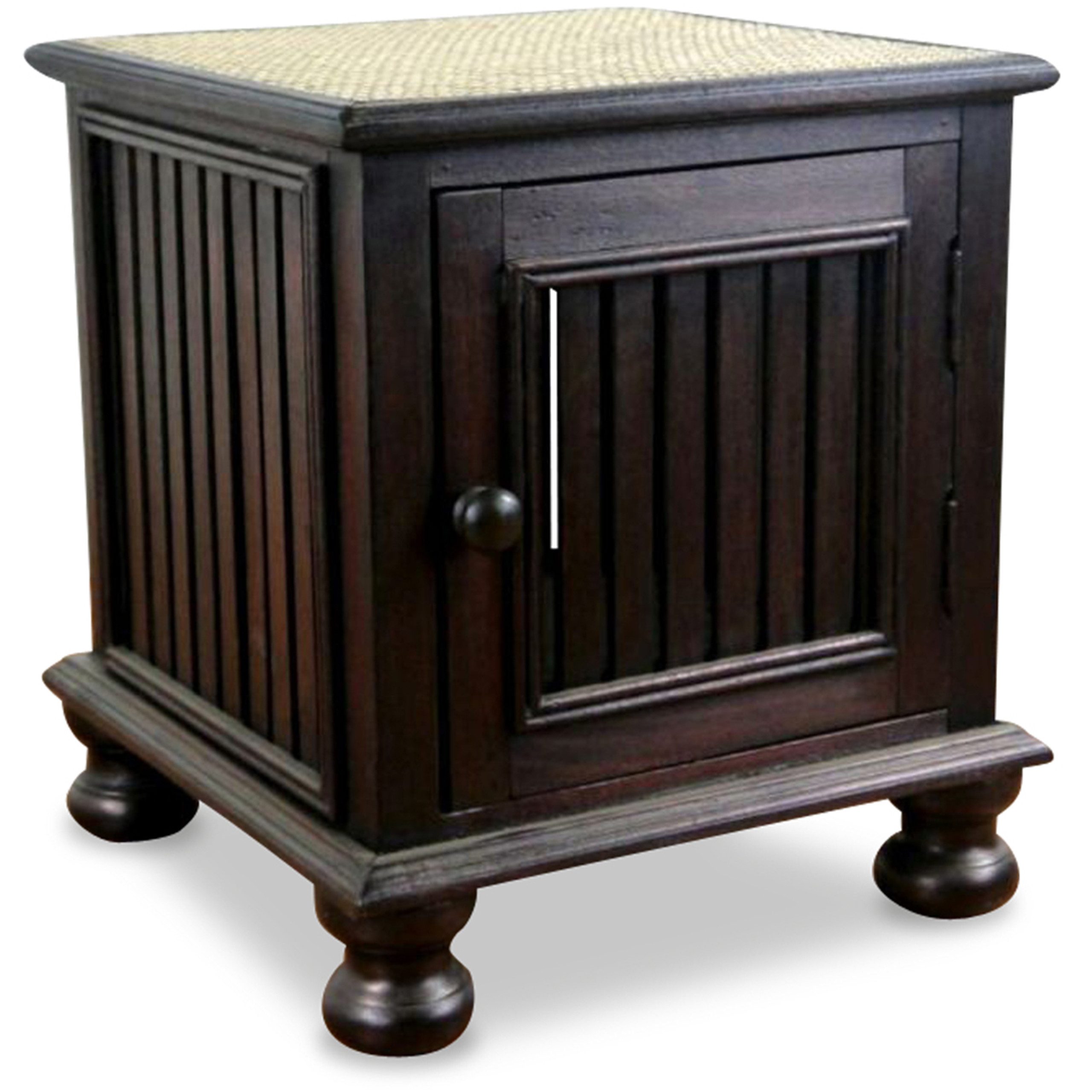 livasia Nachttisch Rattan Nachtschrank 40x40x40cm – Akazie, handgefertigt