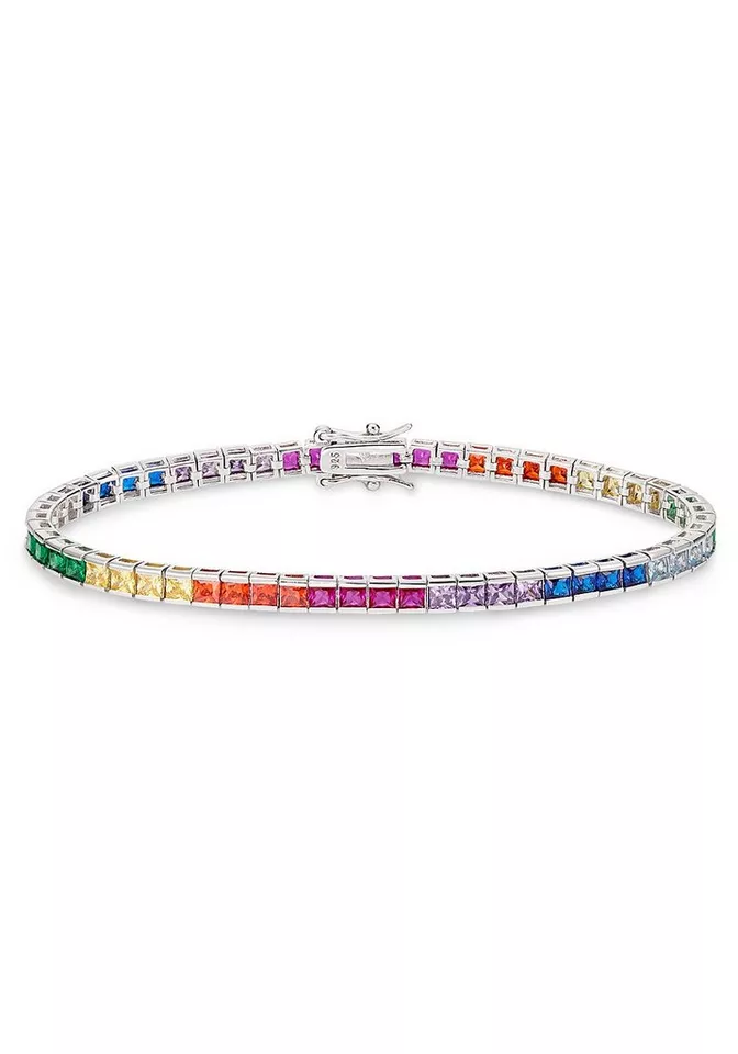 Bruno Banani Armband Schmuck Geschenk Silber 925 Armschmuck Tennisarmband Regenbogen, mit Zirkonia (synth)