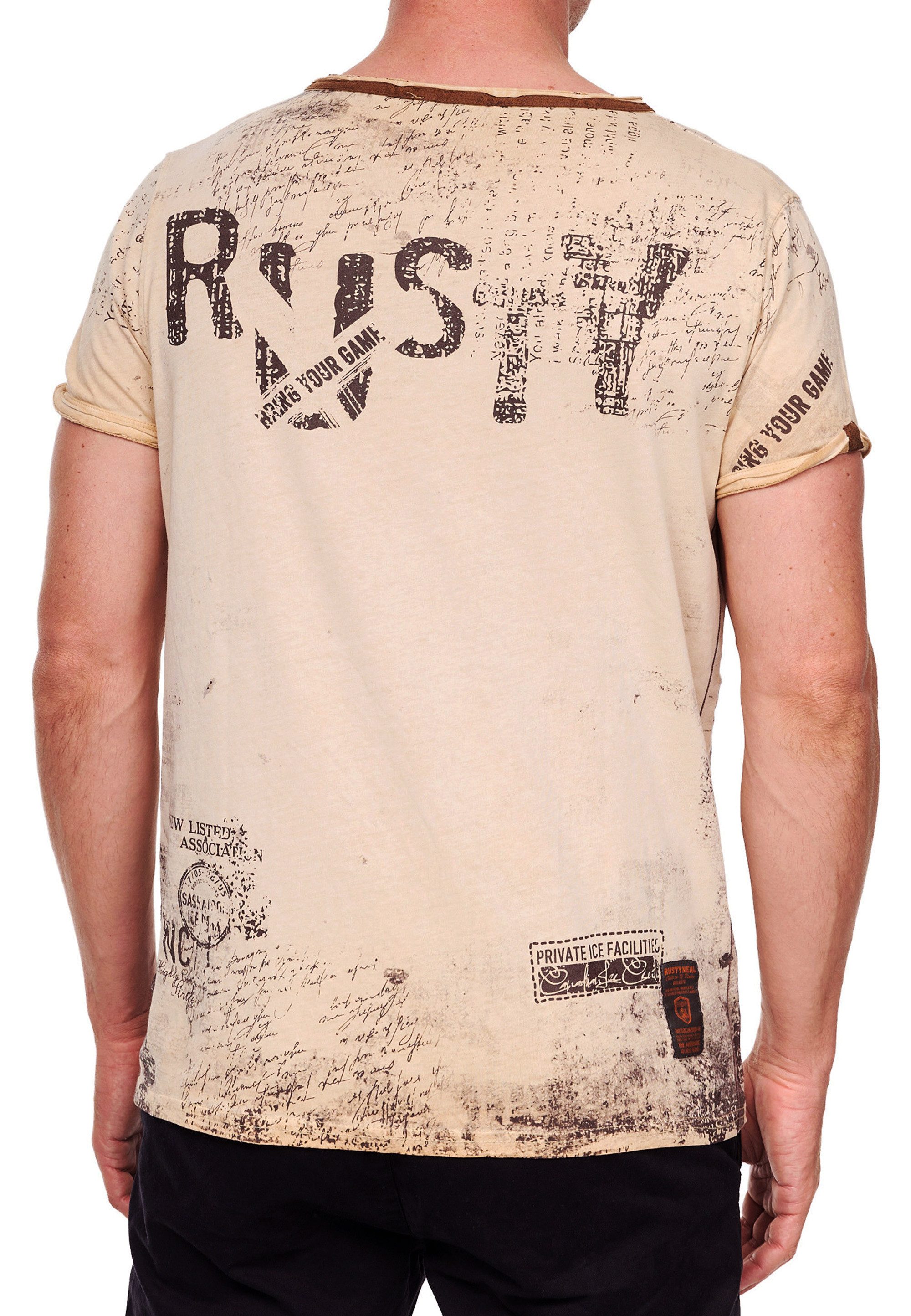 R-NEAL T-Shirt T-Shirt Herren Weit-Geschnittener Wildleder V-Neck mit Front günstig online kaufen