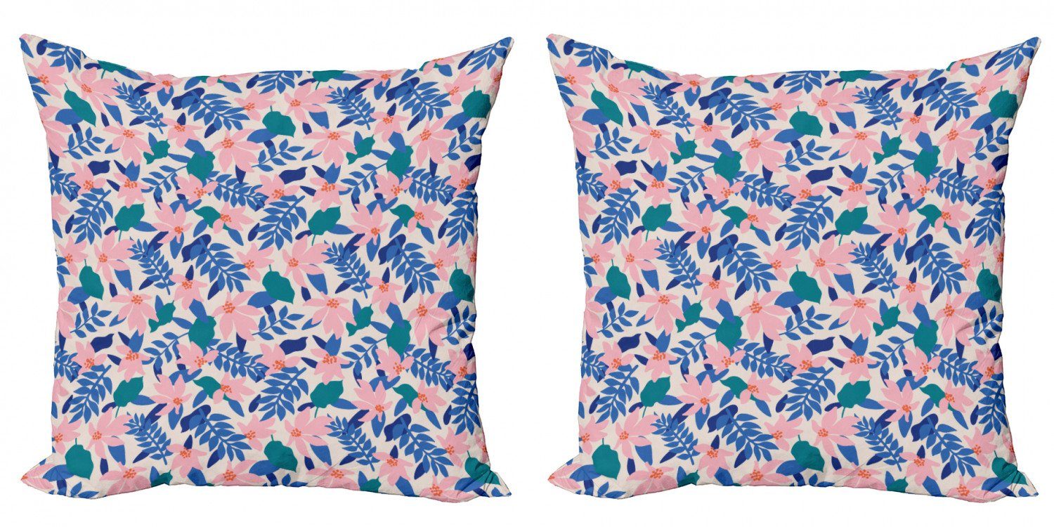 Doppelseitiger Kissenbezüge Stück), Abakuhaus Blumen-Blätter Accent Digitaldruck, Weiche (2 Exotische Modern Abstrakt