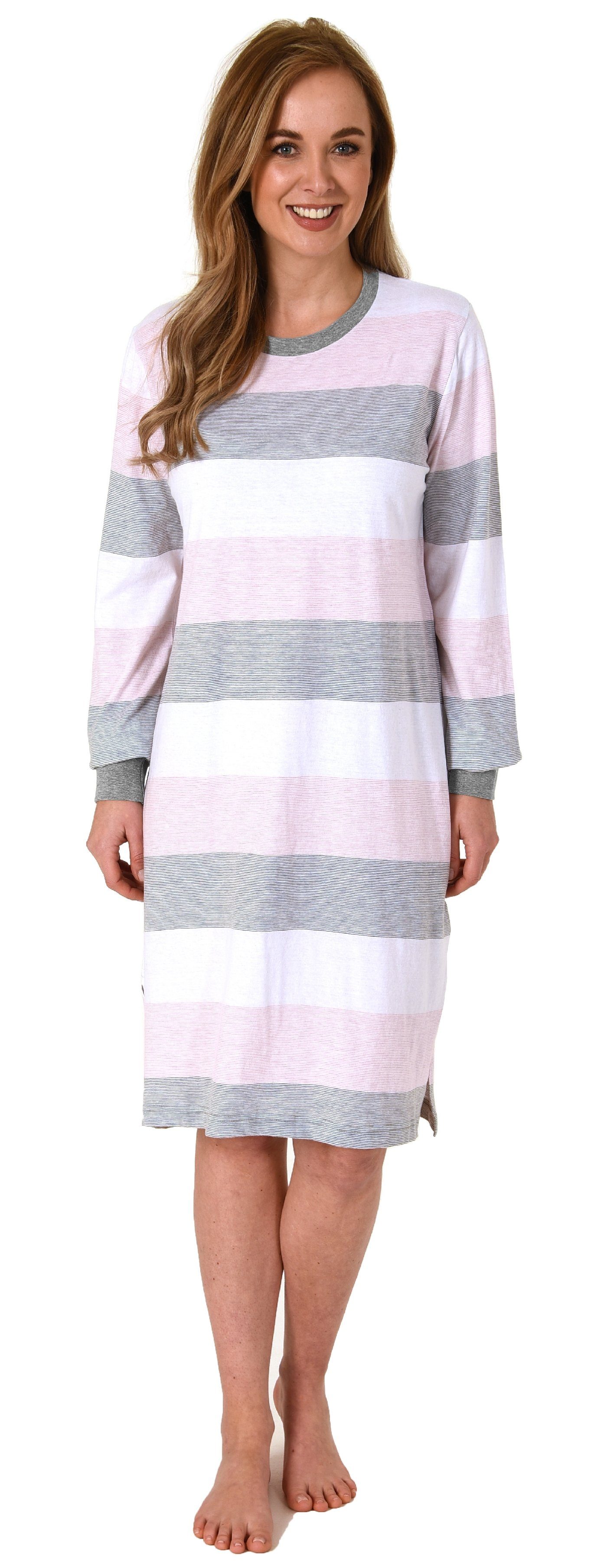 Normann Nachthemd »Damen Nachthemd langarm mit Bündchen im Block Streifen  Look - auch in Übergrössen -212 101« online kaufen | OTTO