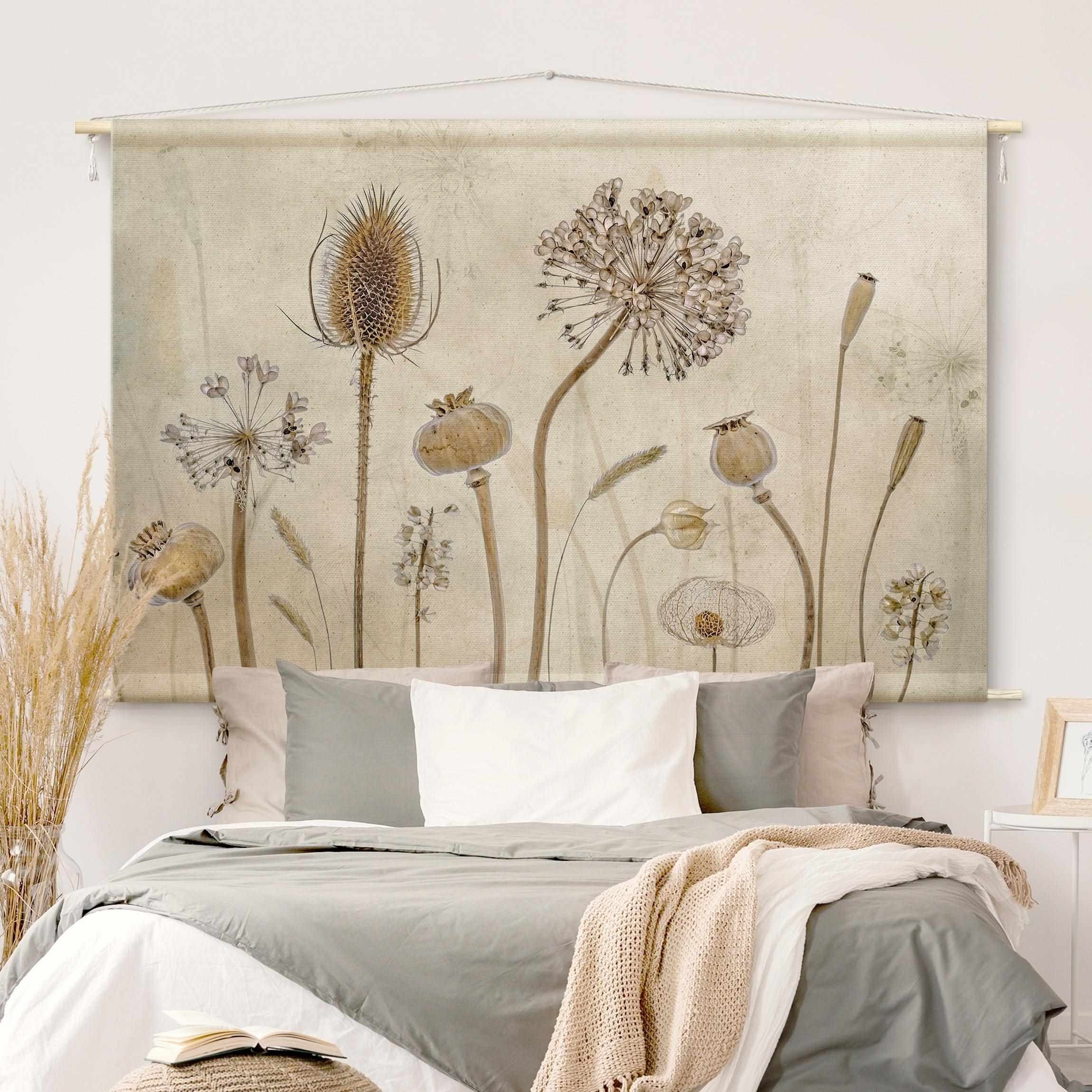 Bilderdepot24 Wandteppich modern Vintage Botanik beige, günstig online kaufen