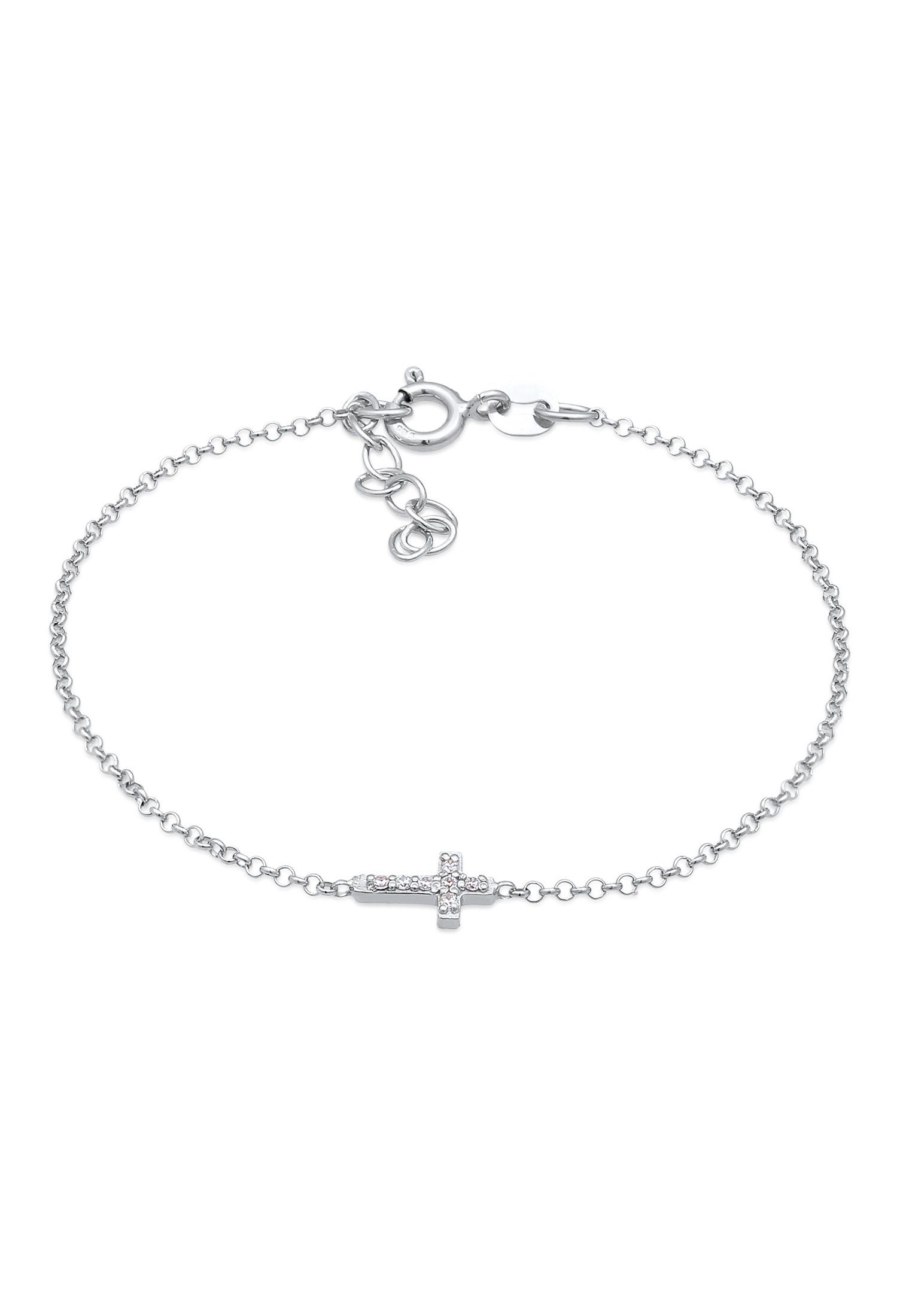 Elli Armband Mädchen Kreuz Zirkonia Symbol 925 Silber, Kreuz