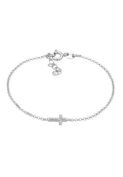 Elli Armband »Mädchen Kreuz Zirkonia Symbol 925 Silber«, Kreuz