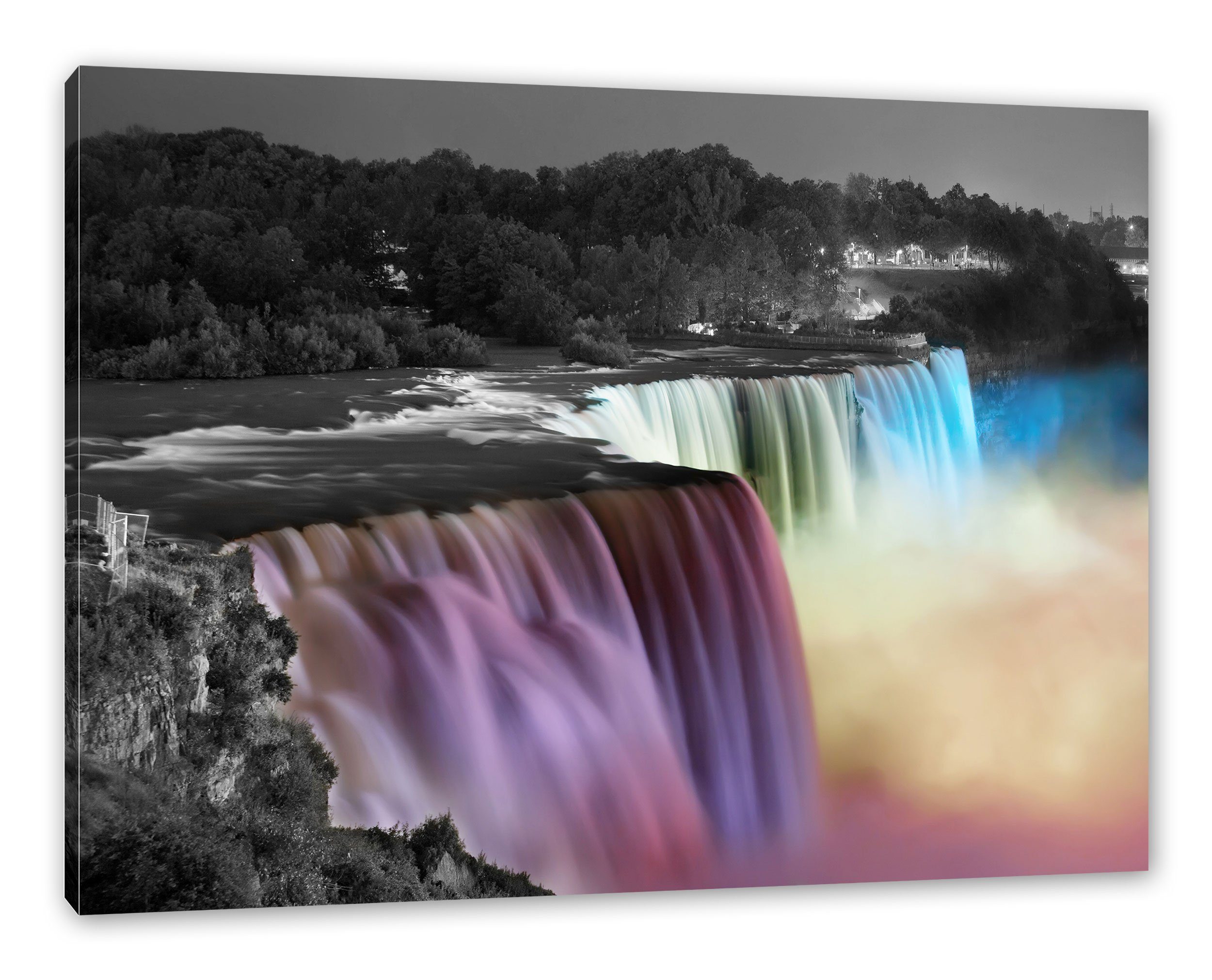 fertig Pixxprint Leinwandbild Niagara inkl. bespannt, (1 Niagara St), wunderschöne wunderschöne Fälle Zackenaufhänger Leinwandbild Fälle,