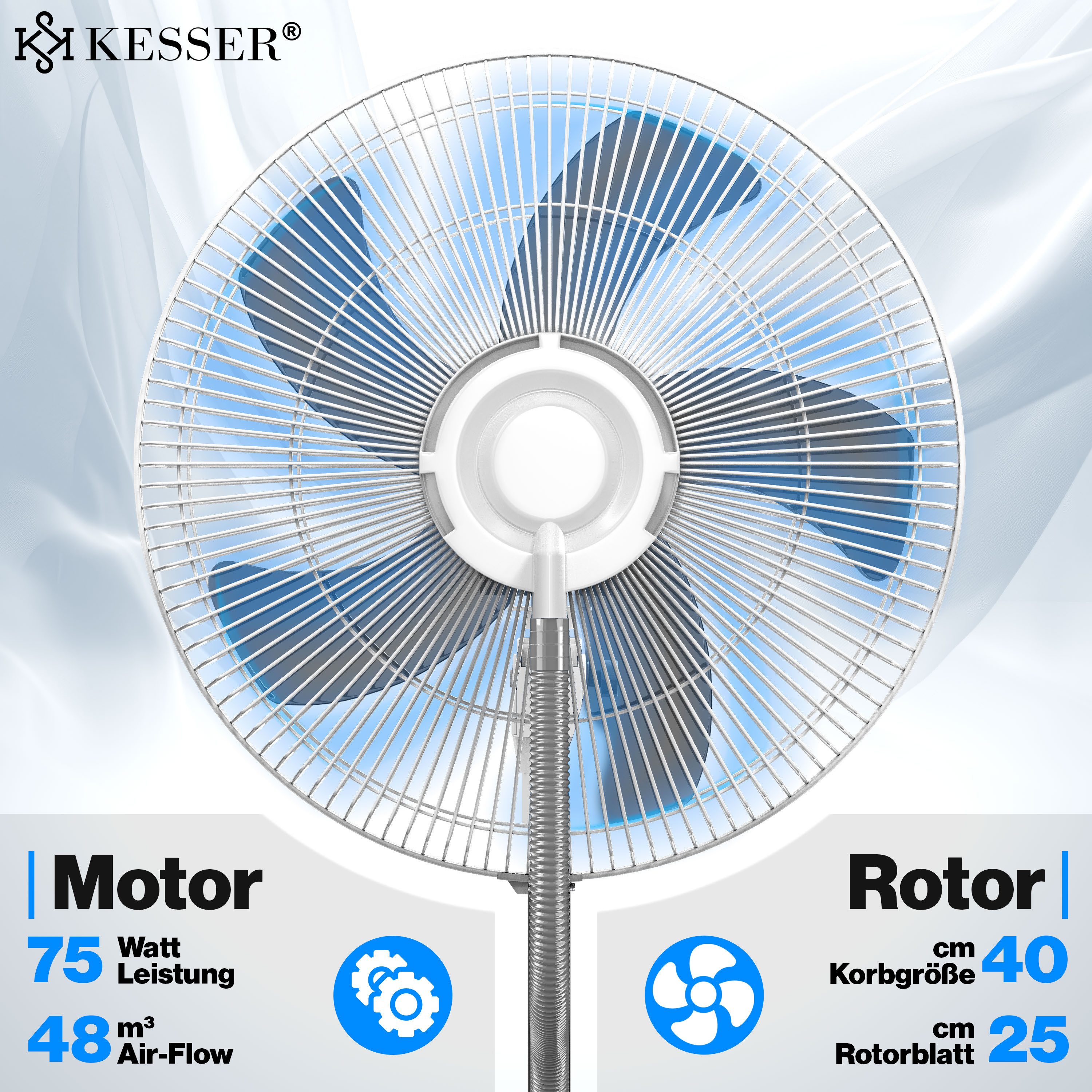 KESSER Standventilator, Stand-Ventilator Frosty mit Wasser Ultraschall-Sprühnebel