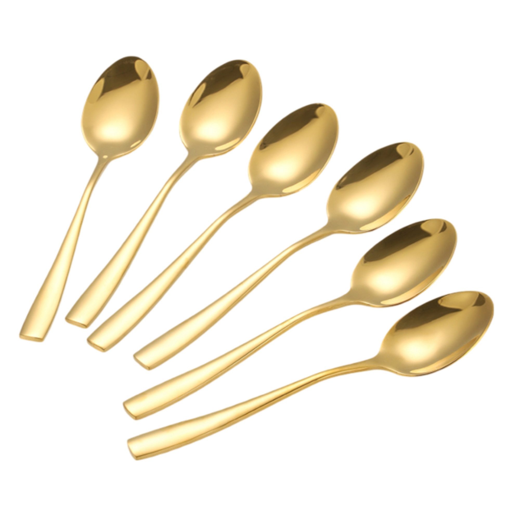 Cheffinger Besteck-Set 6er Set goldene Menülöffel aus hochwertigem Edelstahl Modern & Elegant, Edelstahl