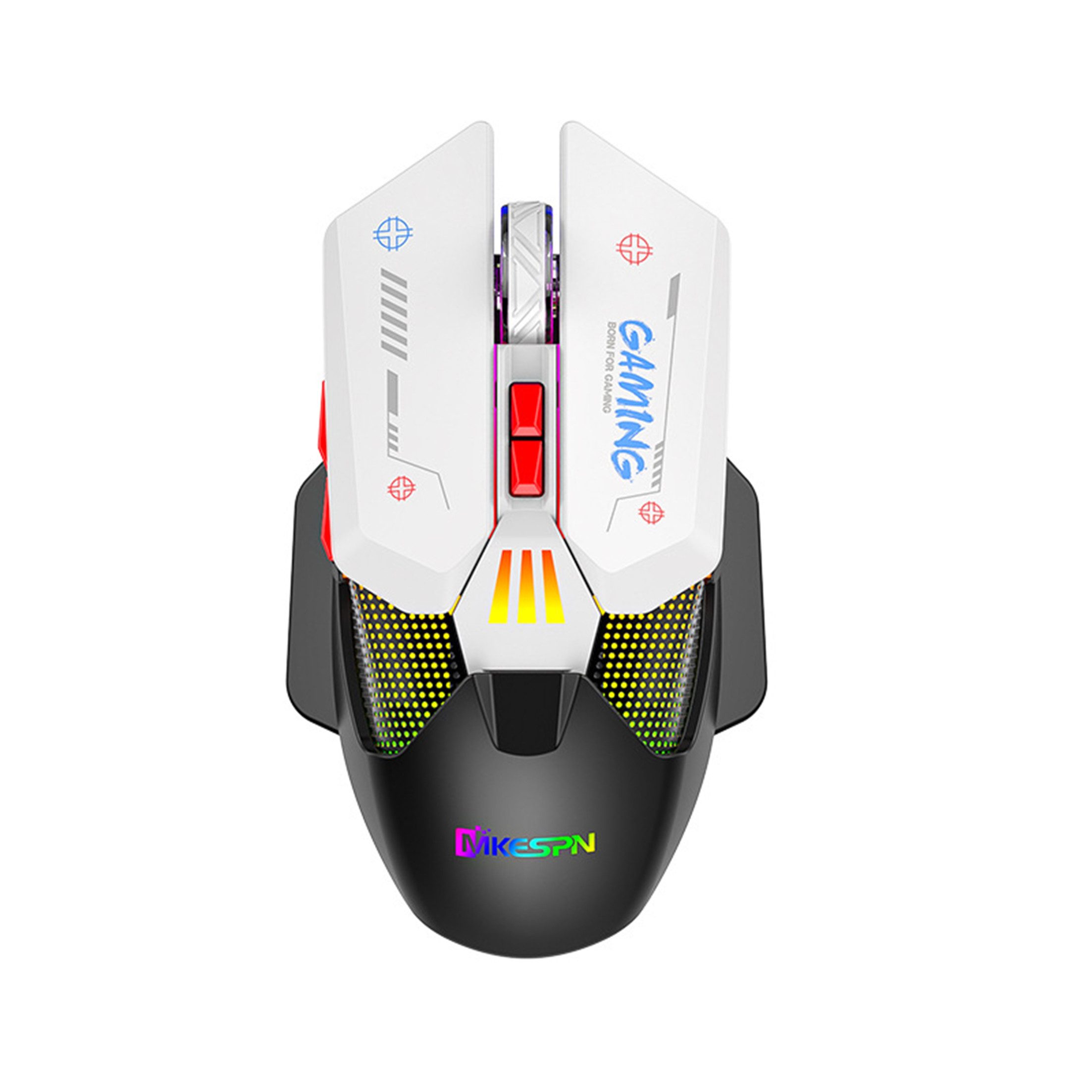 KINSI Gaming Maus 2.4G Kabellos + Kabelgebunden,mit RGB,10000 DPI Maus (kabelgebunden, Makro-Programmierbar,Ergonomisches Design für PC/PS/Laptop)
