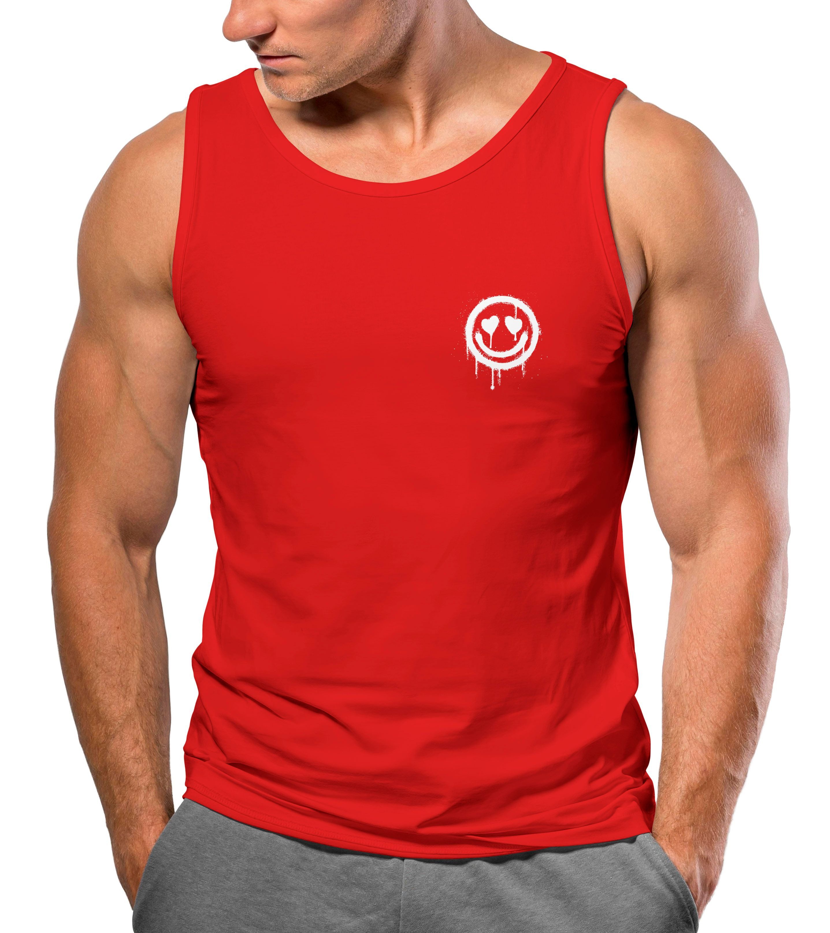 Neverless Tanktop Herren Tank-Top Print Aufdruck Motiv Drip Face Drippy Smile mit Print