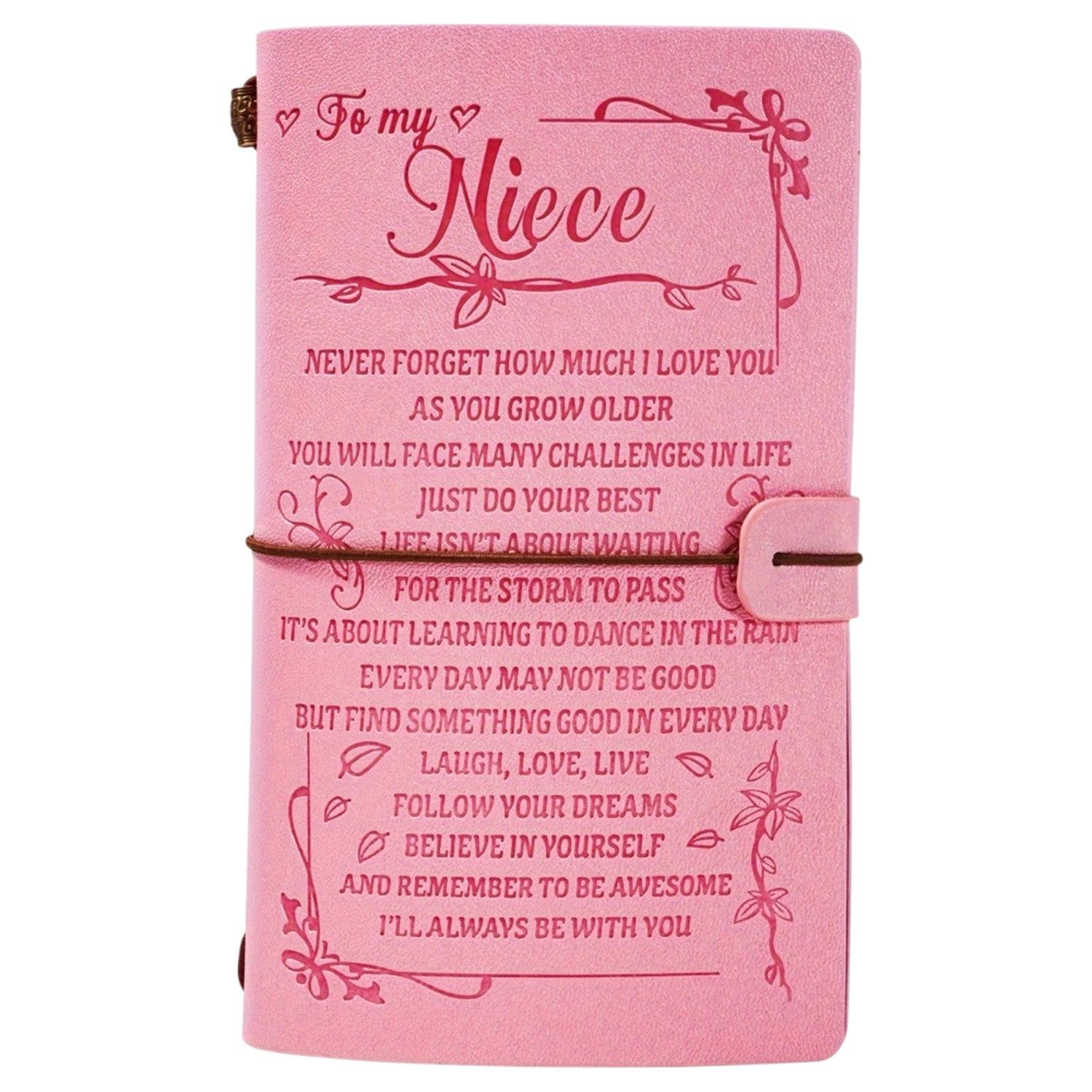 Refttenw Notizbuch Leder Notizbuch Rosa Einfaches Nachfüllbar A6 Vintage Tagebuch, 136 Seiten, Größe: 19,7× 12 cm, in Rosa