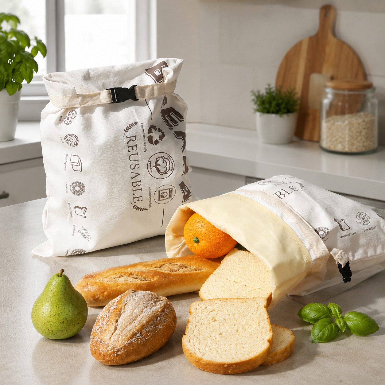 JASLIFE Brottasche Bienenwachs-Brotbeutel mit Clipverschluss, (1-tlg., mit Bienenwachs-Beschichtung und Clipverschluss), mit Bienenwachs-Innenbeutel und Clipverschluss