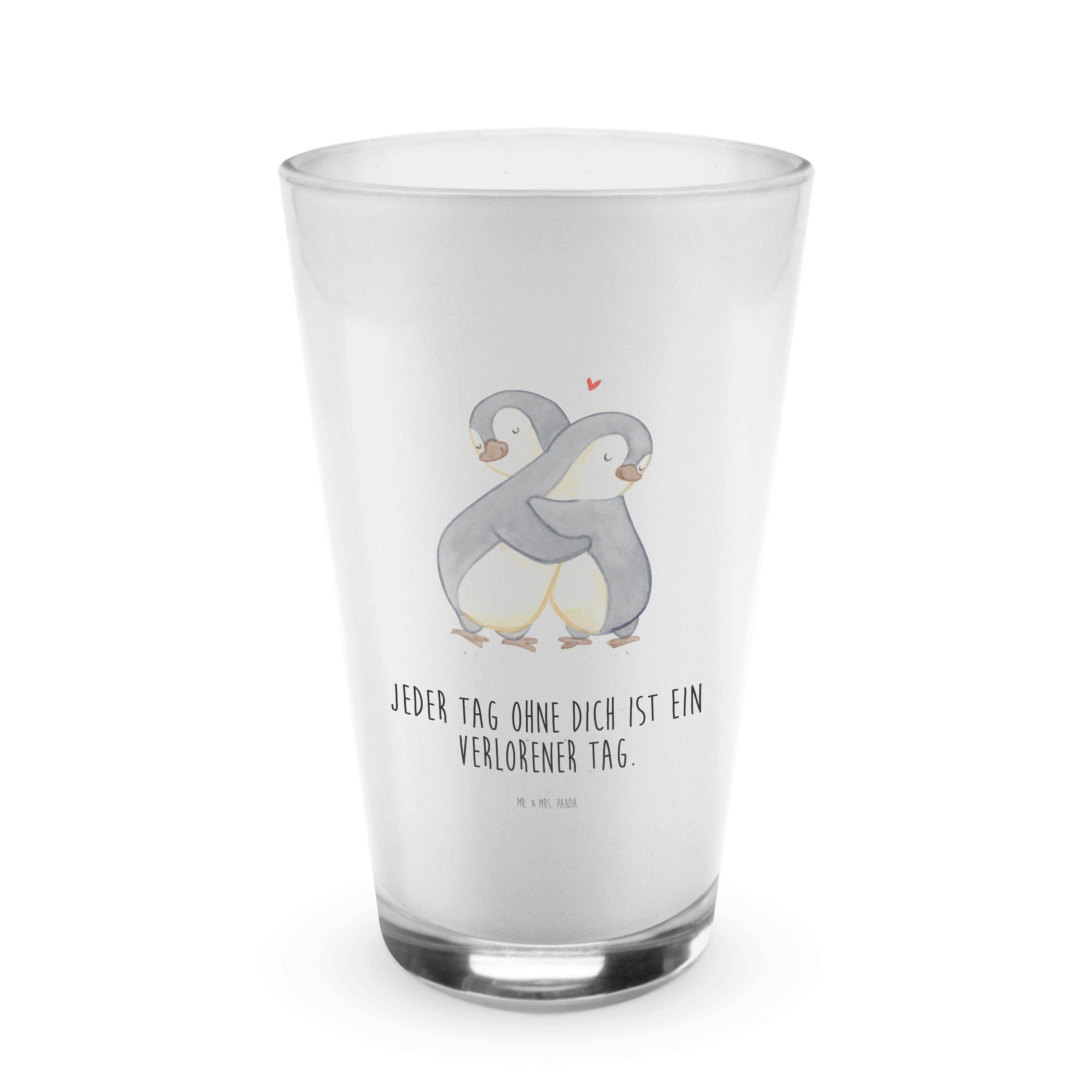 Mr. & Mrs. Panda Glas Pinguine Kuscheln - Transparent - Geschenk, Mitbringsel, Hocheitstag, Premium Glas