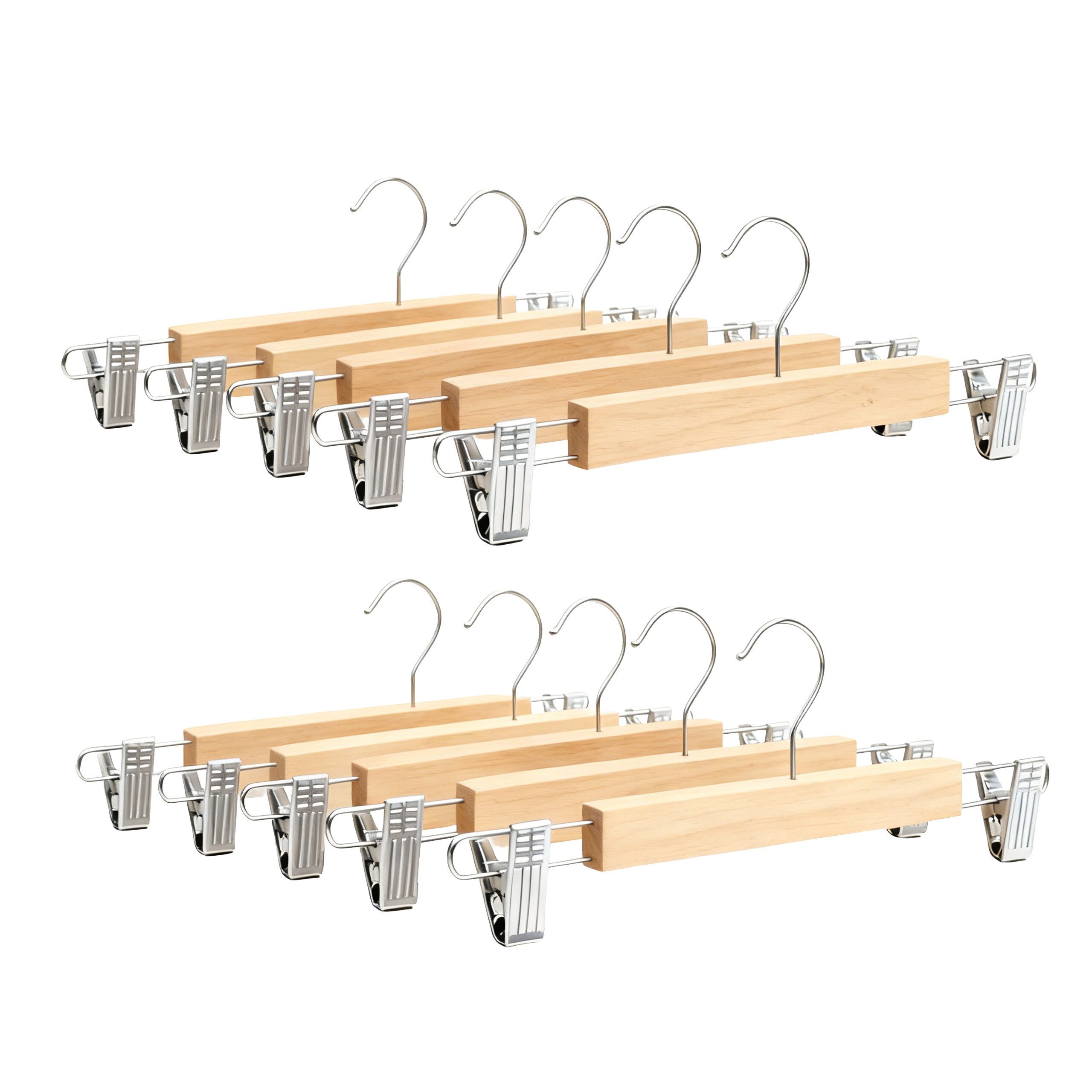 relaxdays Rockbügel Hosenbügel Holz 10er Set, natur