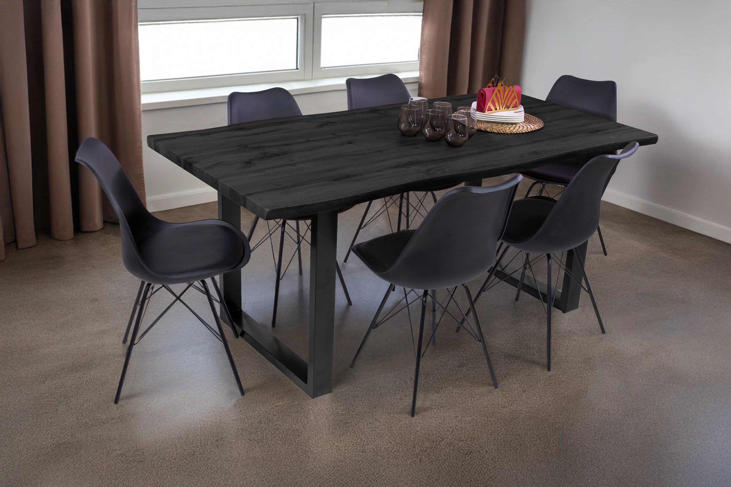 Loreno® Esstisch Josy, Holz-Optik Grau, Baumkante, günstig online kaufen