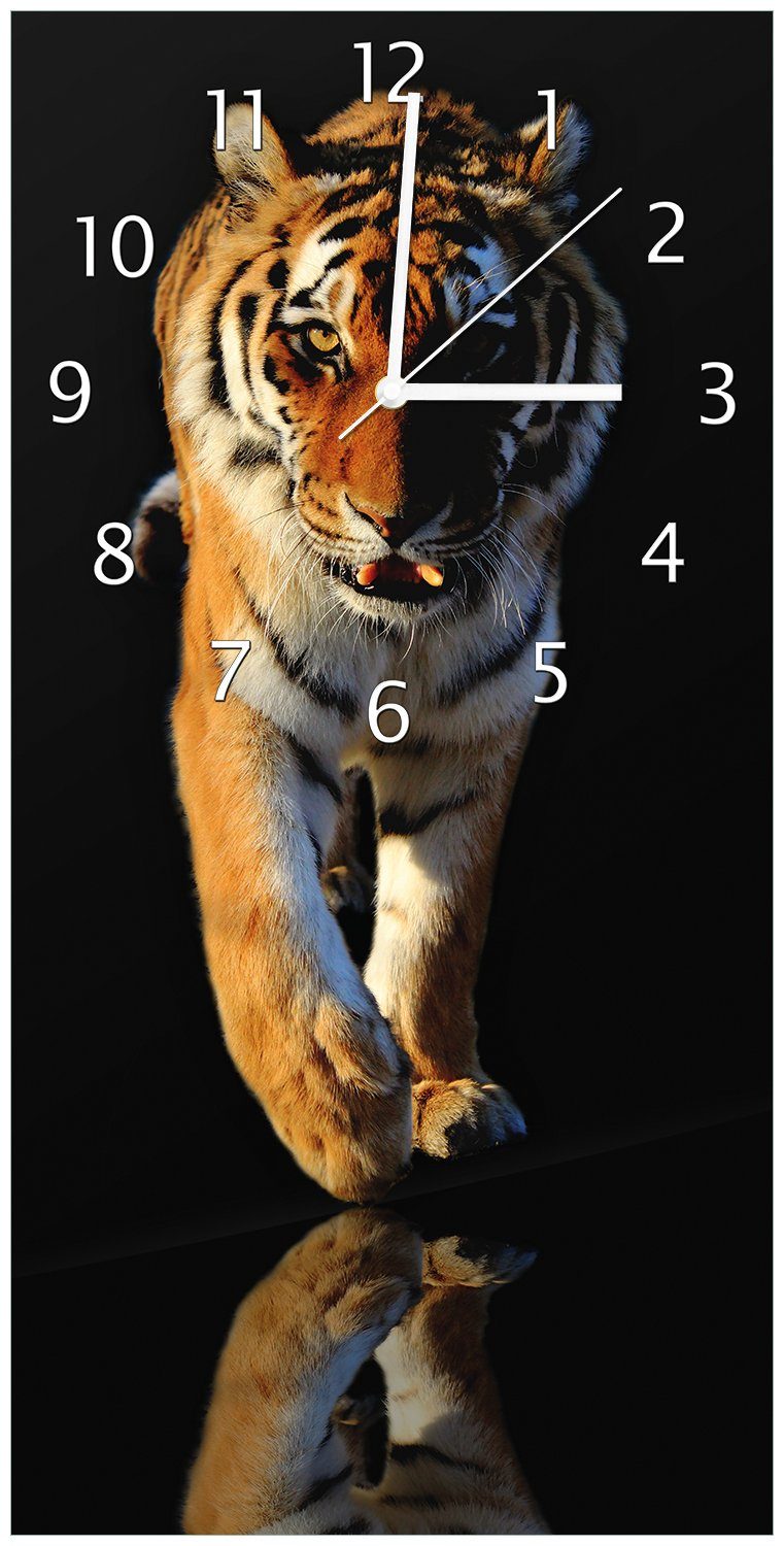 Tiger Wanduhr (Uhr Laufender aus Acryl) Wallario