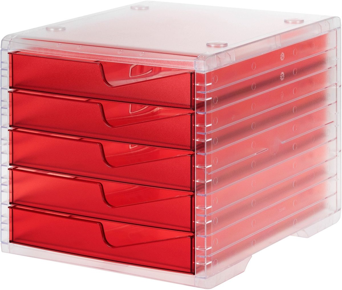 STYRO Organizer Schubladenbox styrowingsbox 5 Schübe light transparent/cranberry