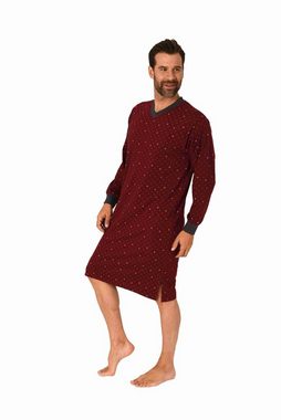 Normann Pyjama Herren langarm Nachthemd mit Bündchen in elegantem Minimalprint