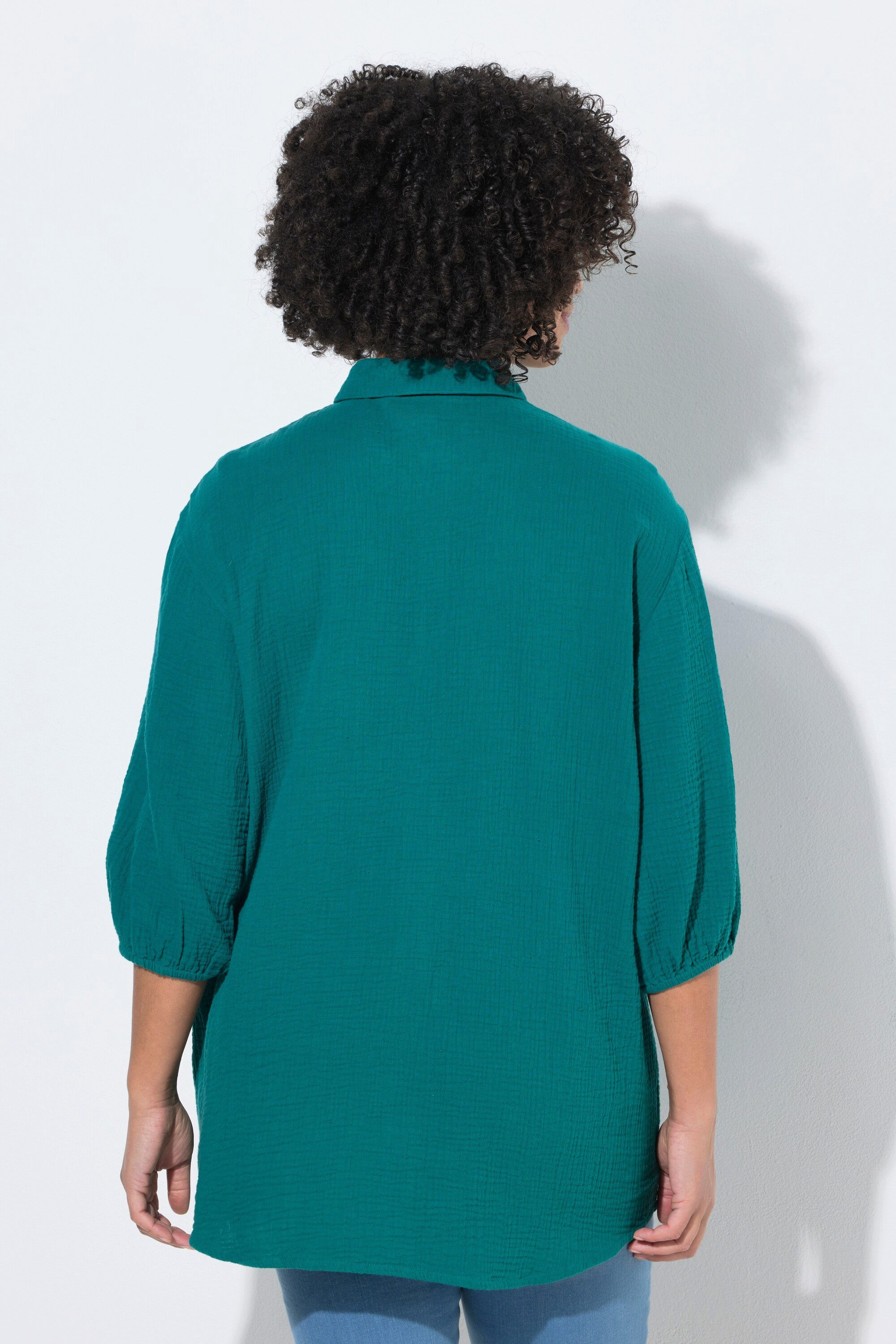 Angel of Style Hemdbluse Hemdbluse oversized Musselin 3/4-Ärmel