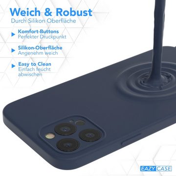 EAZY CASE Handykette Silikon Kette für Apple iPhone 12 Pro Max 6,7 Zoll, Smartphonekette für Unterwegs Handyband Kordel Nacht Blau / Dunkelblau