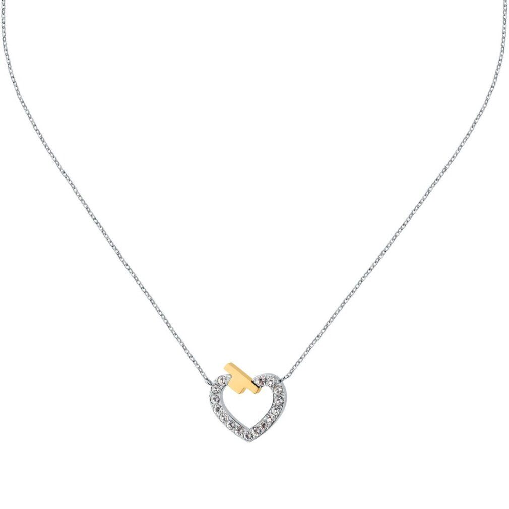 Trussardi Kette mit Einhänger T-Logo Zirkon Stahl Halskette TJAXC44 (Kette, Anhänger)