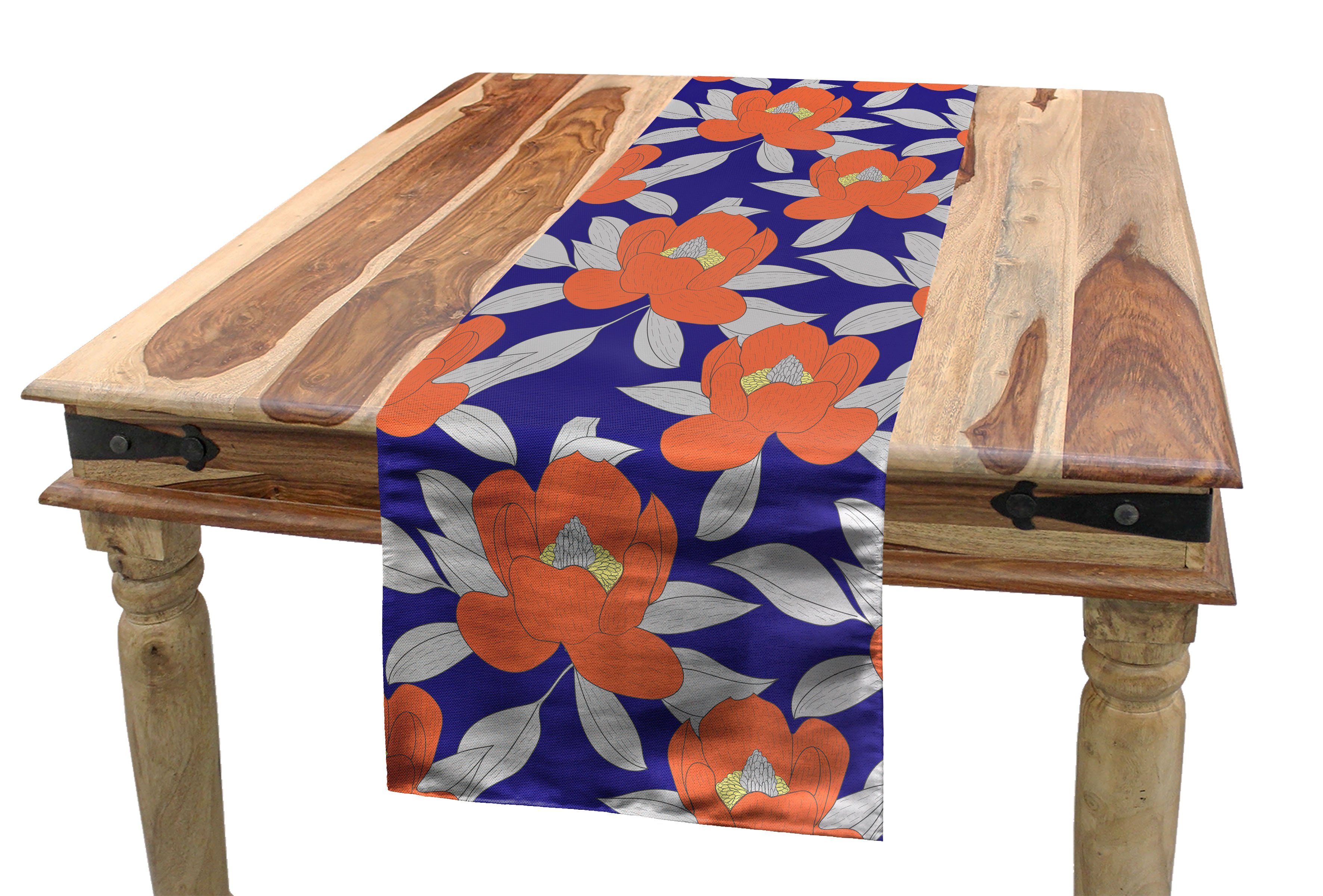 Abakuhaus Tischläufer Esszimmer Küche Rechteckiger Dekorativer Tischläufer, Blume Detaillierte Magnolia Muster