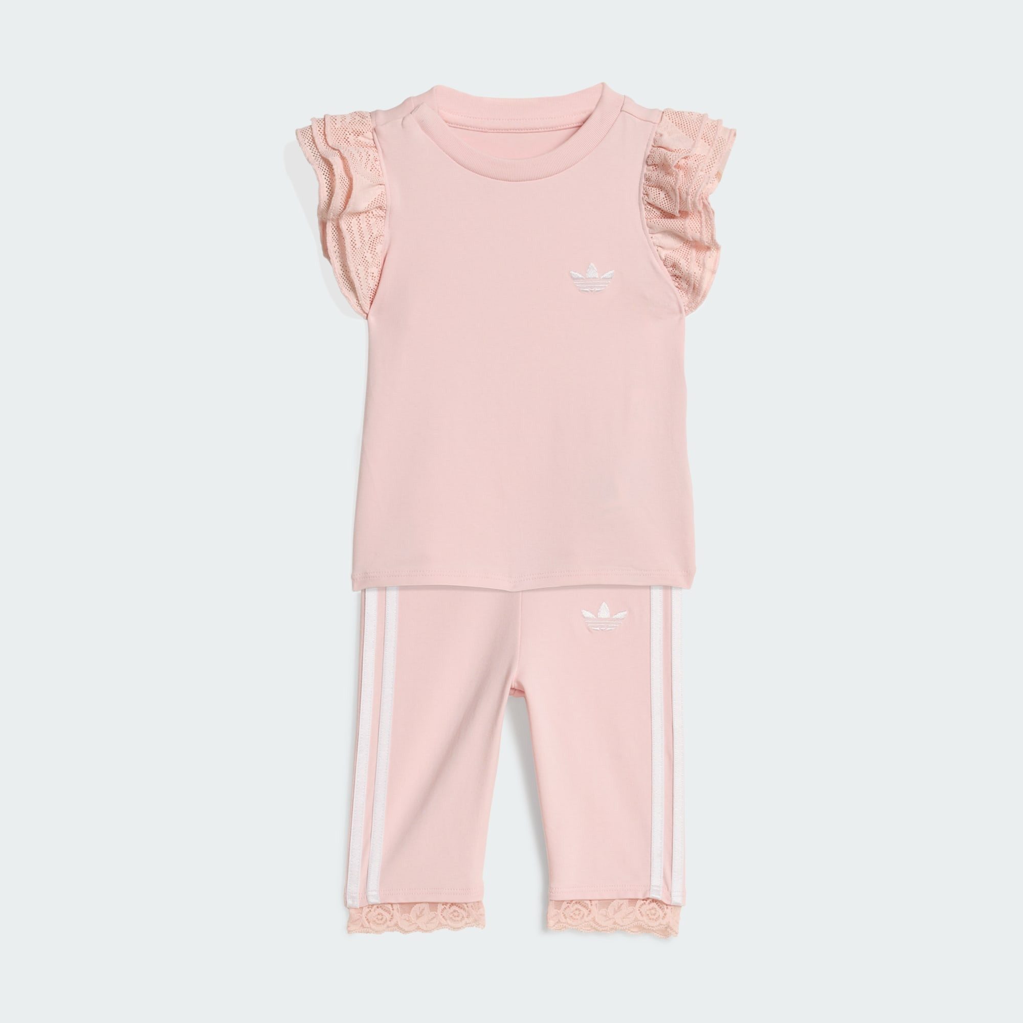 adidas Originals Sweatleggings SET MIT 3/4-SPITZENLEGGINGS UND T-SHIRT (1-tlg)
