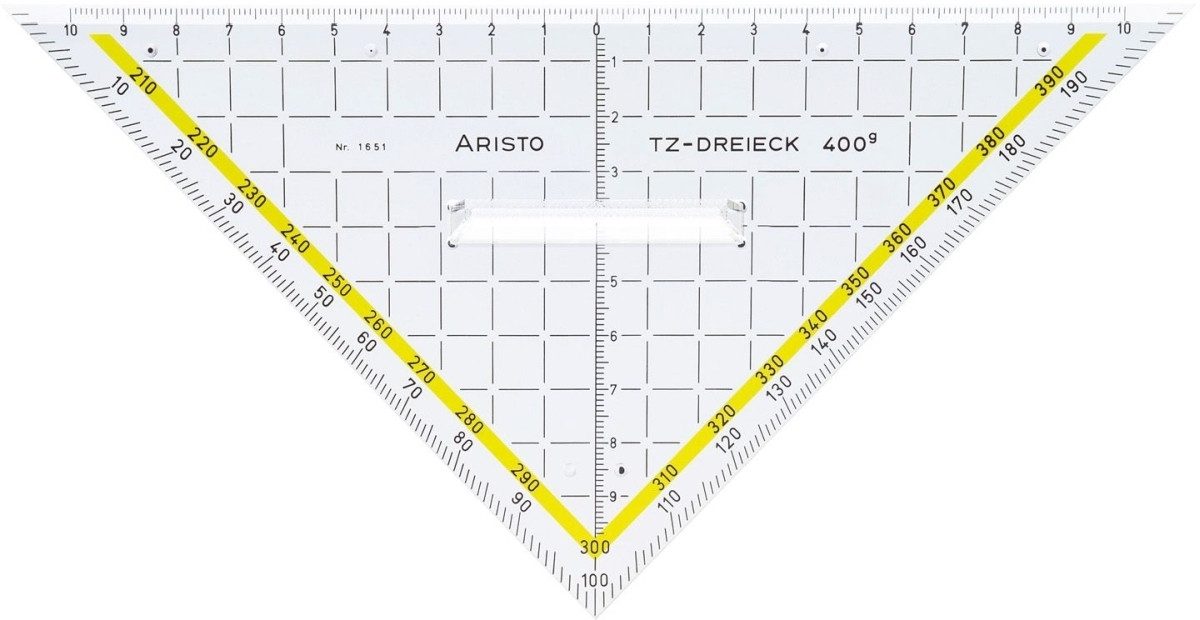 ARISTO Geodreieck Zeichendreieck 400 Grad TZ-Dreieck Acryl 225mm glasklar