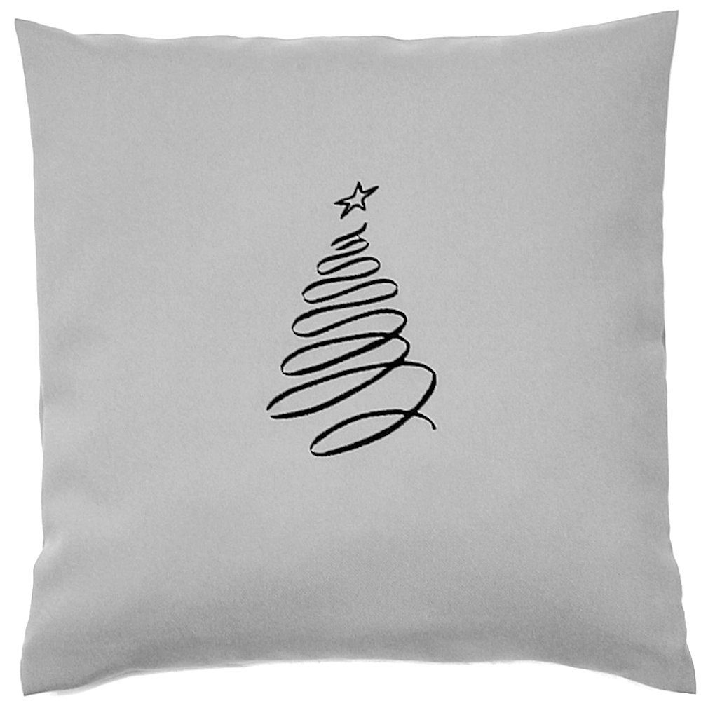 Primawela Kissenbezug Weihnachten Bezug mit Stickerei minimalistisch Christmas - Tannenbaum