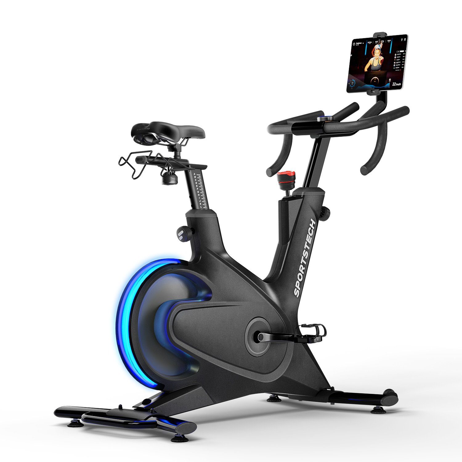 Sportstech Speedbike sBike Lite, Smartes Indoor Bike mit LED + App mit Live  & On-Demand Kursen