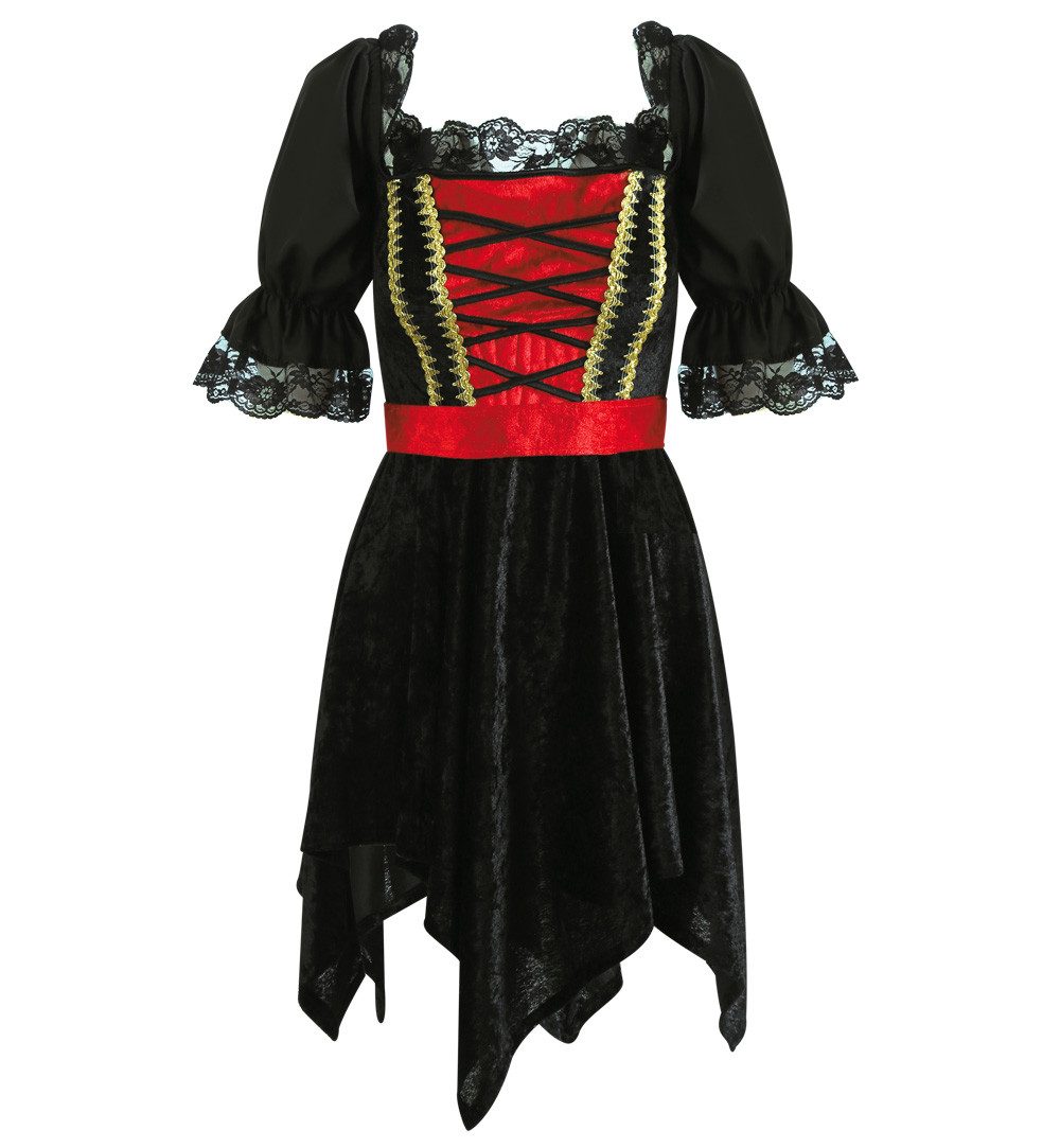 Fries Piraten-Kostüm Damen Kostüm Kleid Piratin Flamenco Tänzerin Vampir mit Gürtel, Hohe Qualität