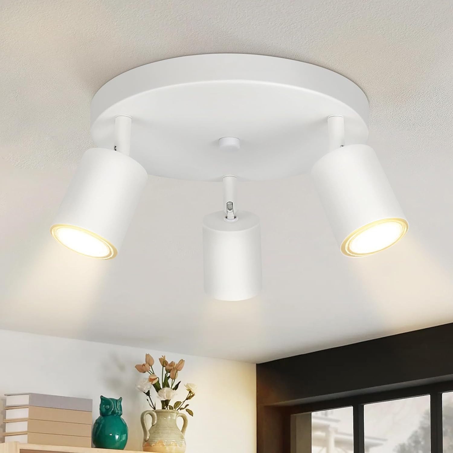 ZMH LED Deckenstrahler Retro Deckenleuchte Weiß/Schwarz -GU10 350°Schwenkbar Schlafzimmer, Einfache Installation, ohne Leuchtmittel, Modern Flurlampe Industrial Wandstrahler für Wohnzimmer