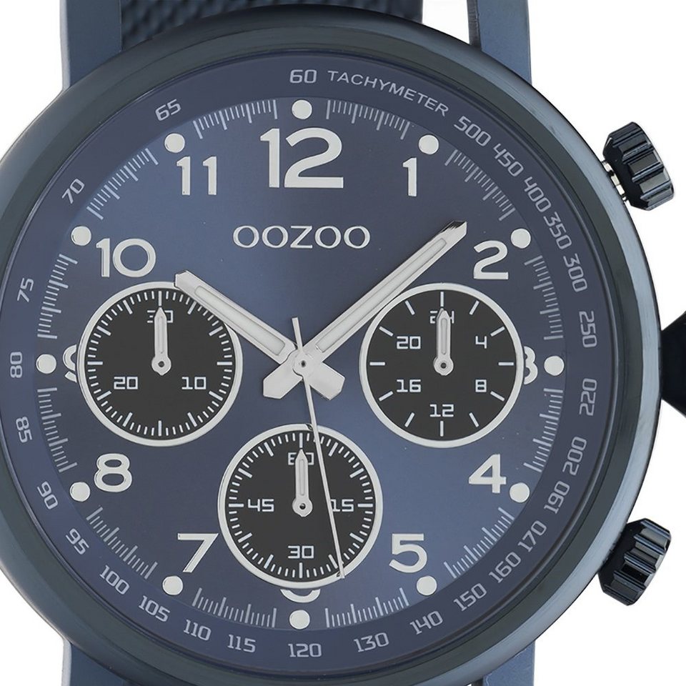 OOZOO Quarzuhr C10701, in Chrono-Optik, blaues Ziffernblatt