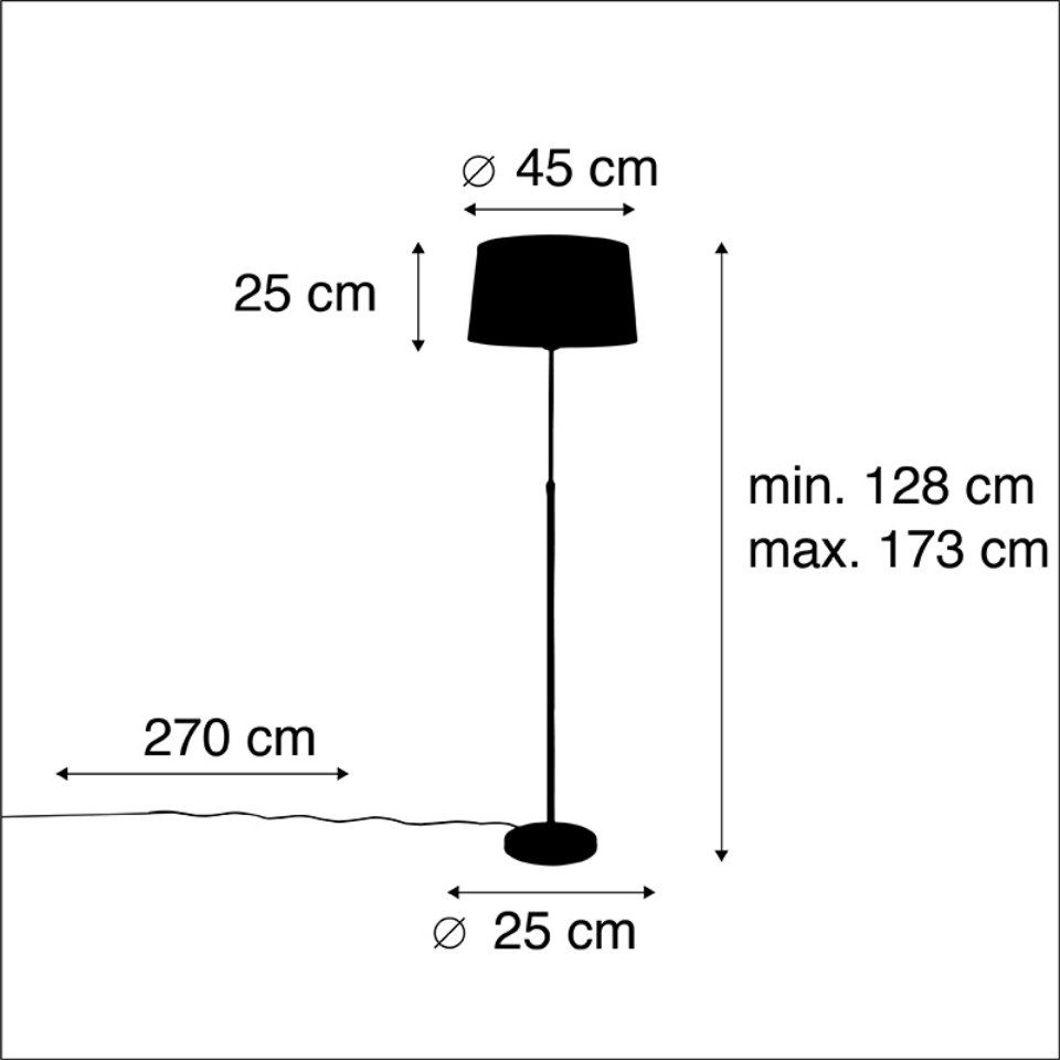 Qazqa Stehlampe Parte fl, ohne Leuchtmittel, Warmweiß, QAZQA Stehlampe, e27, Taupe, Stahl, country-rustic