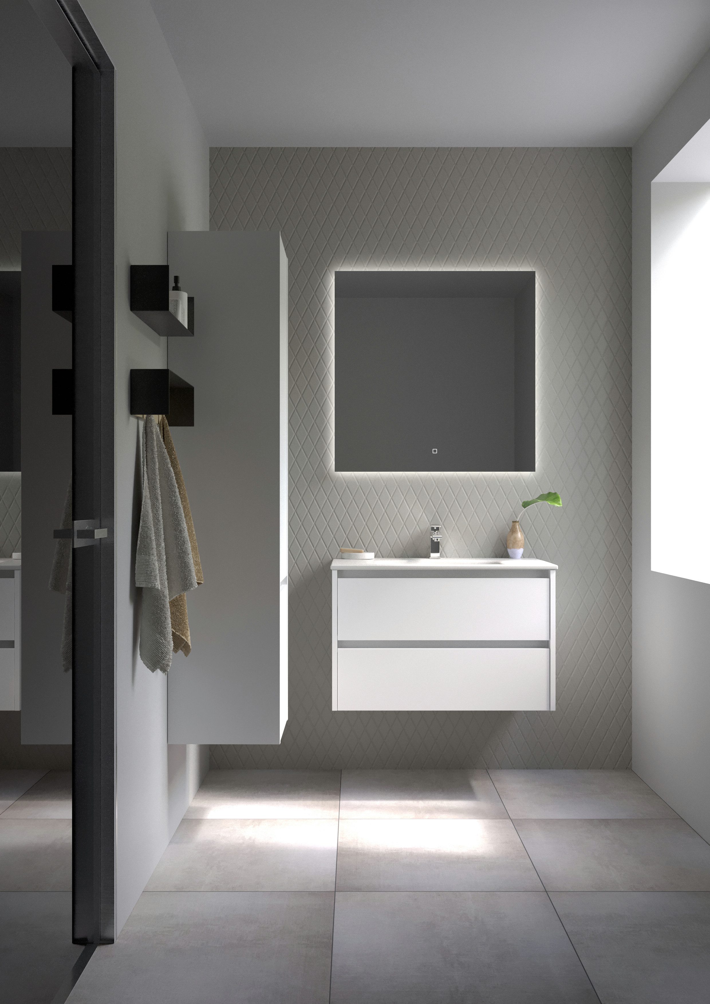 welltime Waschtisch City, Badmöbel, Badkommode, Badschrank, in verschiedenen Breiten (B/T/H: 81,5/46/51,5 cm), mit Soft-Close-Funktion, inklusive Waschbecken, FSC® zertifiziert