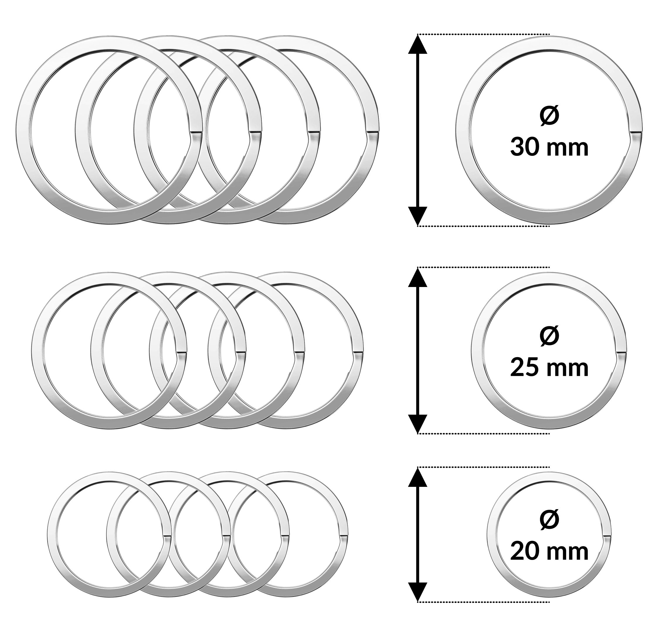 Cerbery Schlüsselanhänger 20 Ring gehärtetem - 5 Schlüsselanhänger mm Set 5 x Stahl Schlüsselringe 25 5 - Silber mm, aus Schlüsselhalter 30 mm, x x Schlüssel