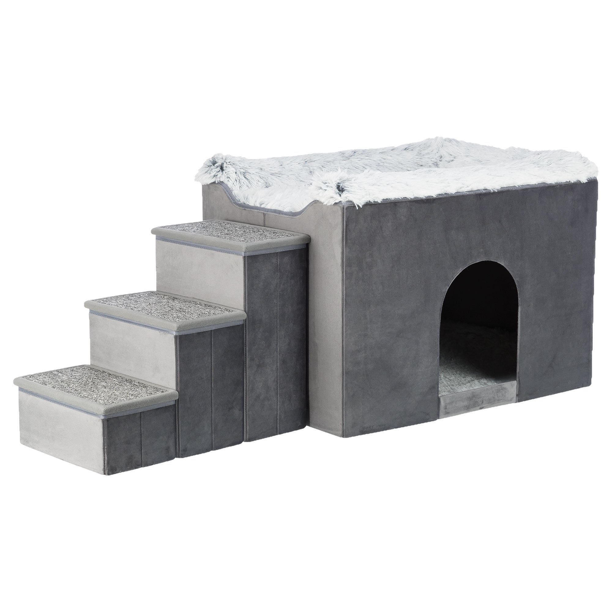 TRIXIE Hundehütte Hunde-Höhle mit Treppe, Maße Hütte: Ca. 71 x 50 x H50 cm