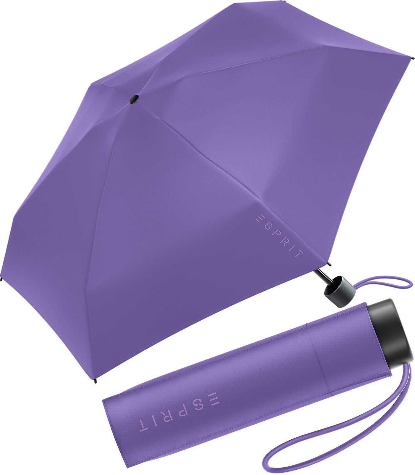 Esprit Langregenschirm Damen Super Mini Regenschirm Petito HW 2023, in den neuen Trendfarben, deep lavender lila