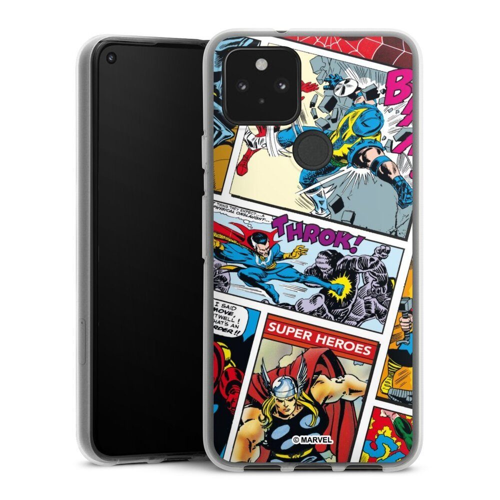 DeinDesign Handyhülle Marvel Retro Comic Blue, Google Pixel 5 Silikon Hülle Bumper Case Handy Schutzhülle