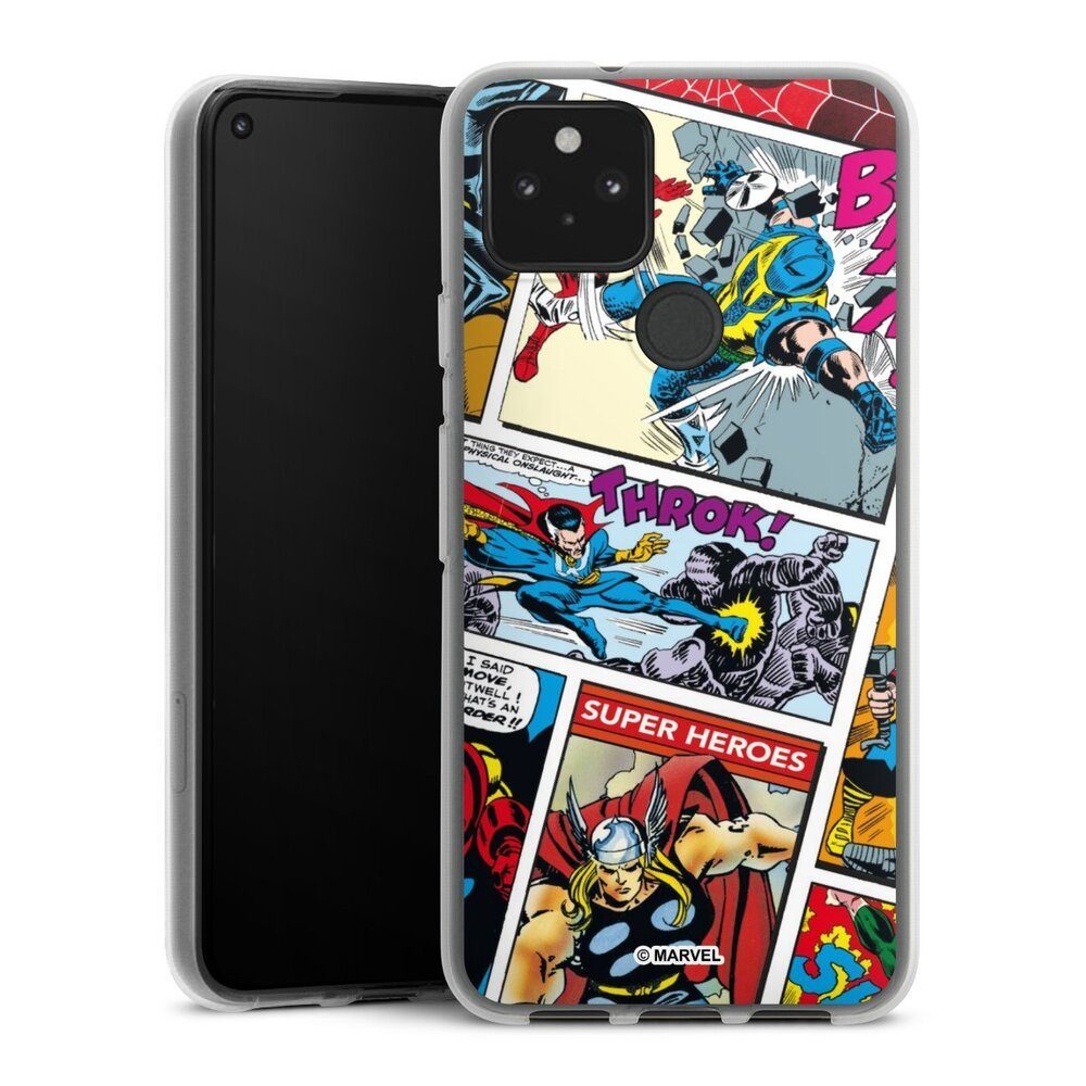 DeinDesign Handyhülle Marvel Retro Comic Blue, Google Pixel 5 Silikon Hülle Bumper Case Handy Schutzhülle