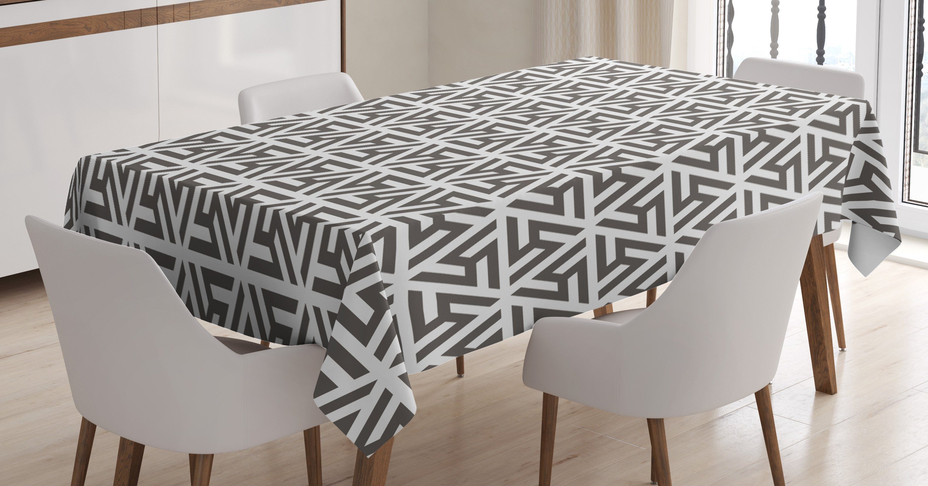 Tischdecke den Abakuhaus Klare Für Weiß Bereich geeignet Geometric Modern Waschbar Farben, Farbfest Außen Triangle